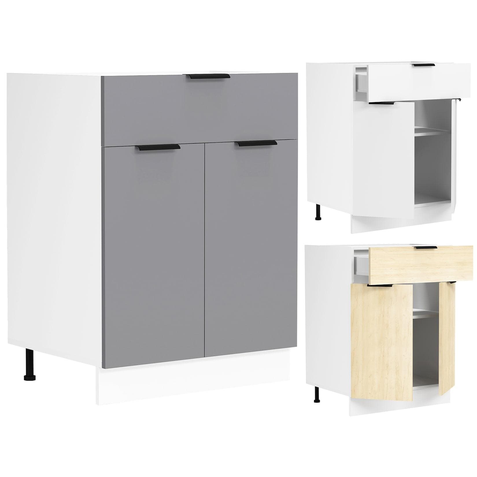 VCM Küchenschrank Unterschrank Weiß 60cm Schublade Fasola