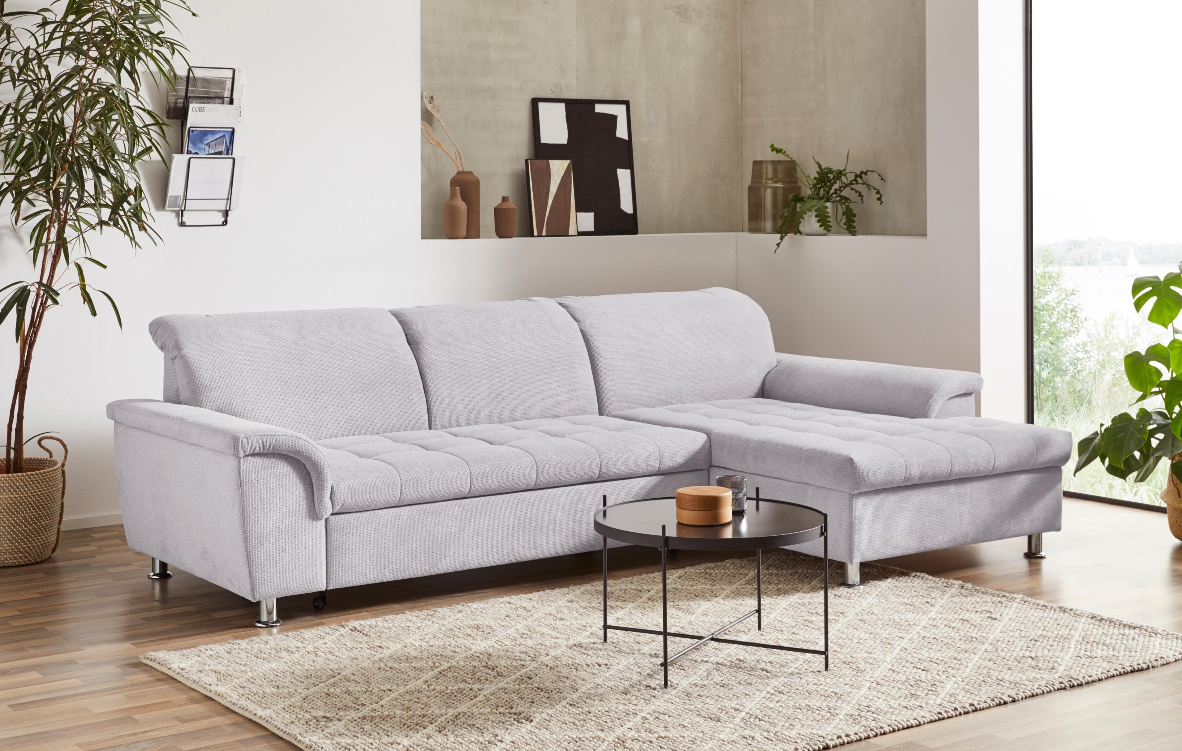 DOMO COLLECTION Ecksofa Franzi L-Form Hellgrau Chenille