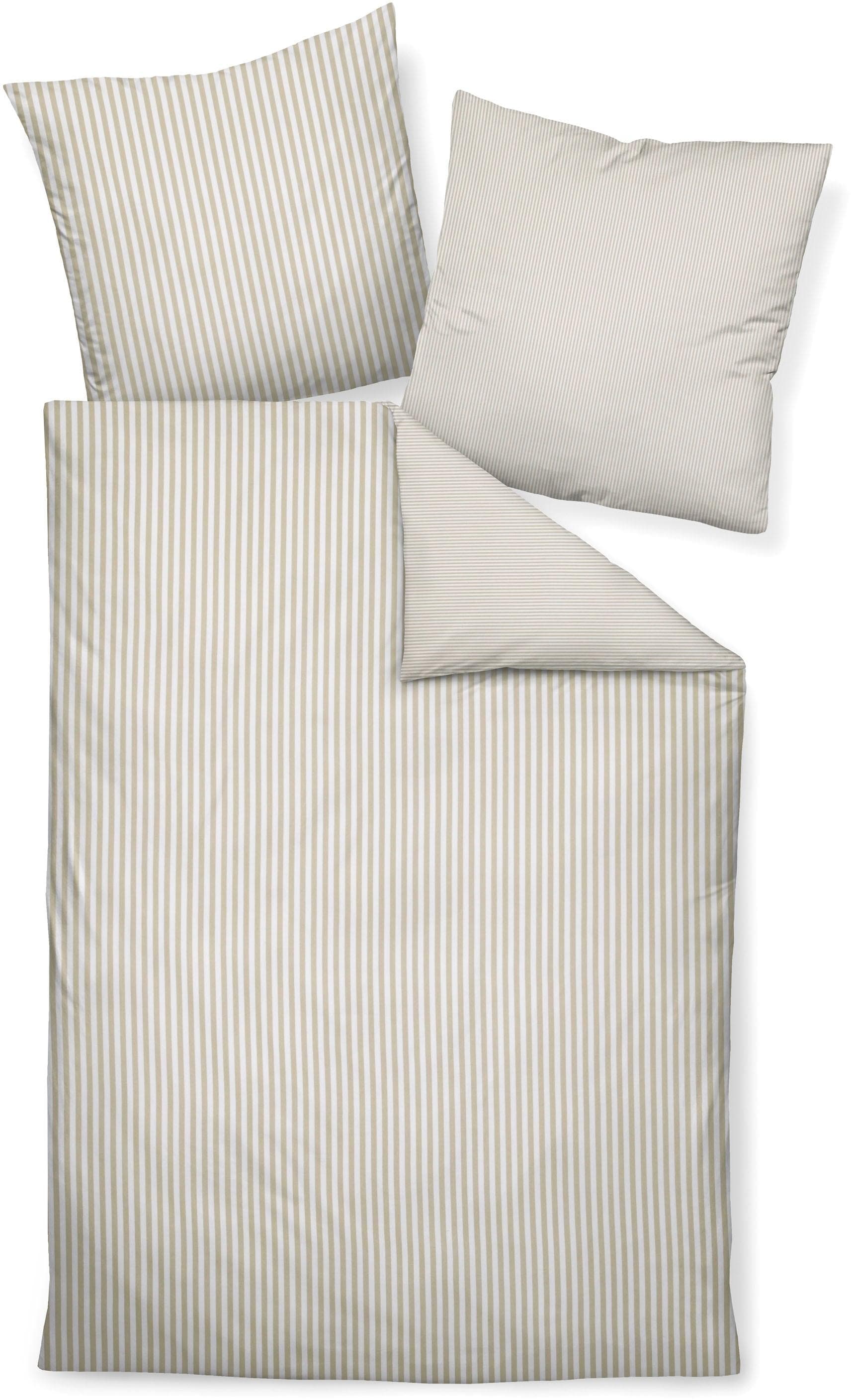Bettwäsche JANINE Edelflanell Beige 100% Baumwolle mit Reißverschluss
