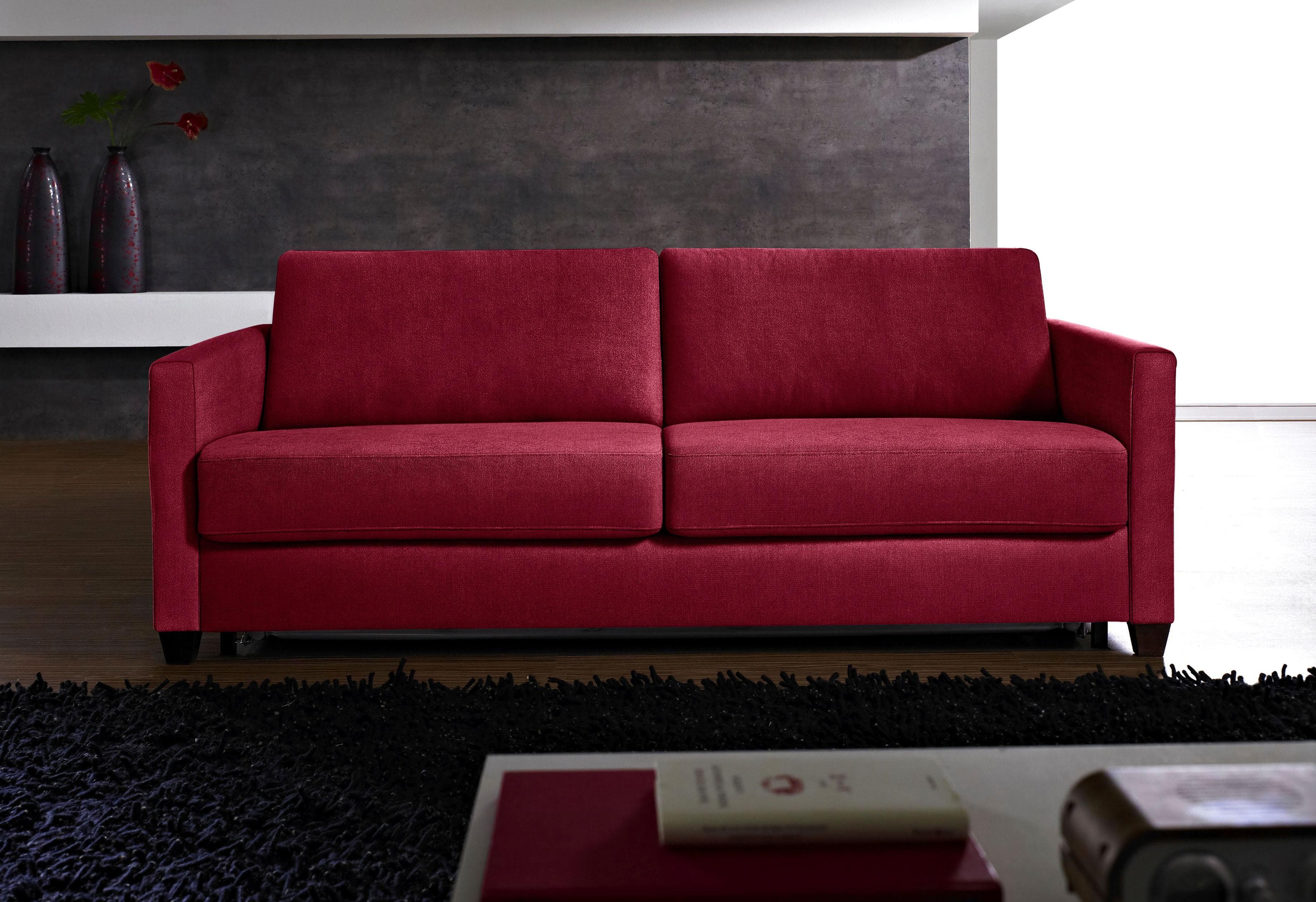 Schlafsofa BALI Norwalk Dunkelrot mit Gelschaummatratze