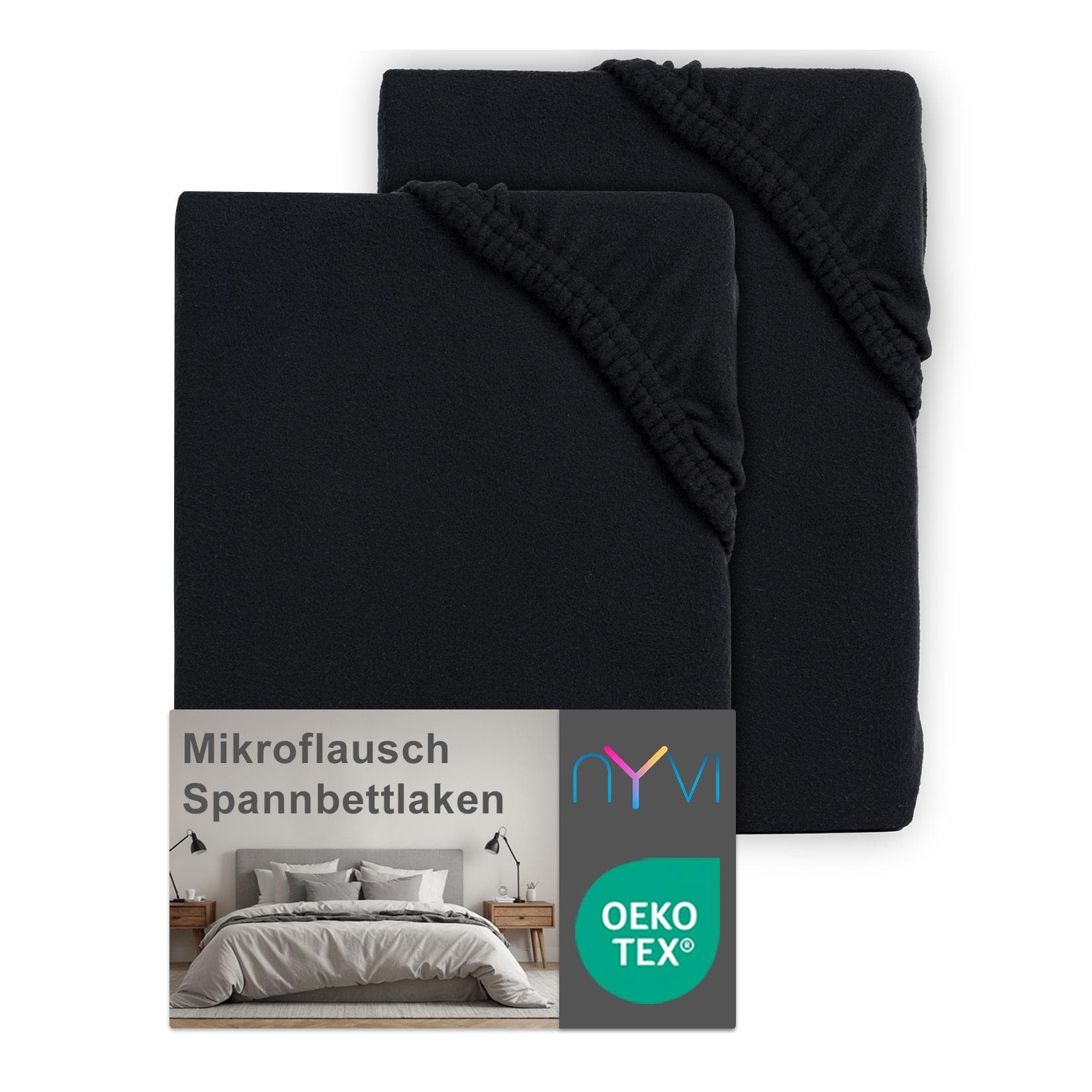 NYVI Spannbettlaken DreamScience Mikroflausch - Kuscheliges Bettlaken Schwarz