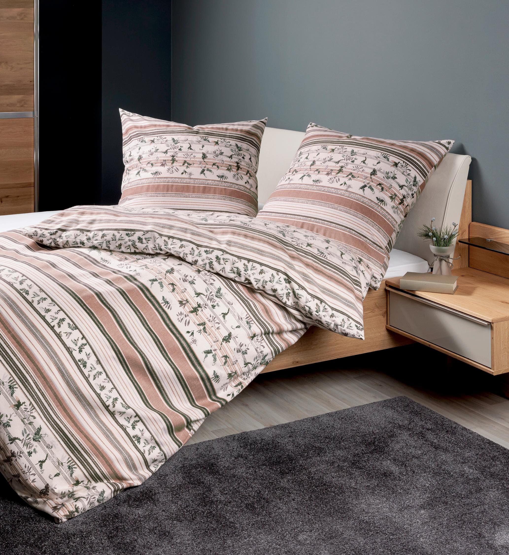 Janine Feinbiber Bettwäsche Set Beige Braun 135x200 cm