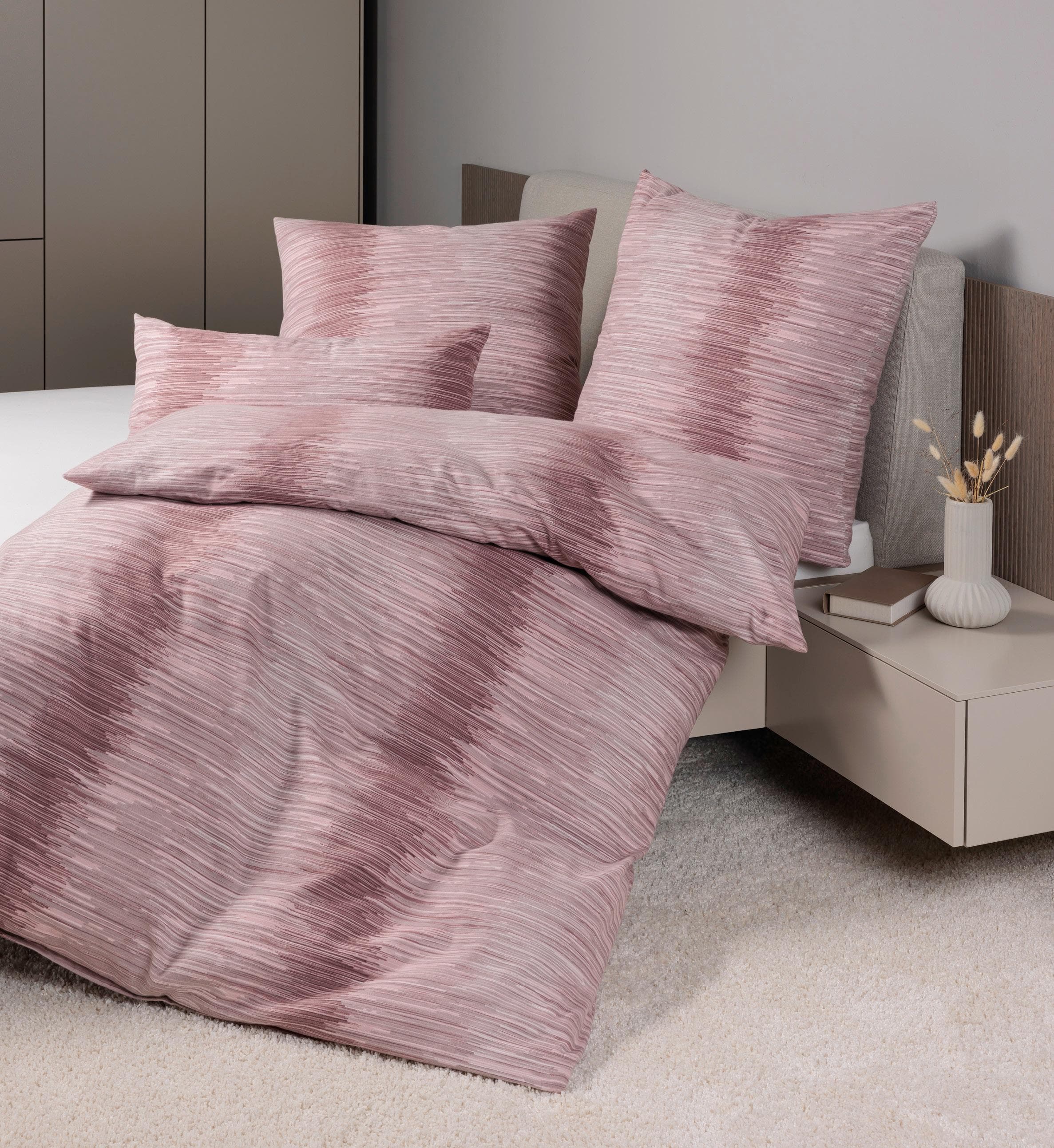 Bettwäsche JANINE Chinchilla Edelflanell Beere Mauve 100% Baumwolle