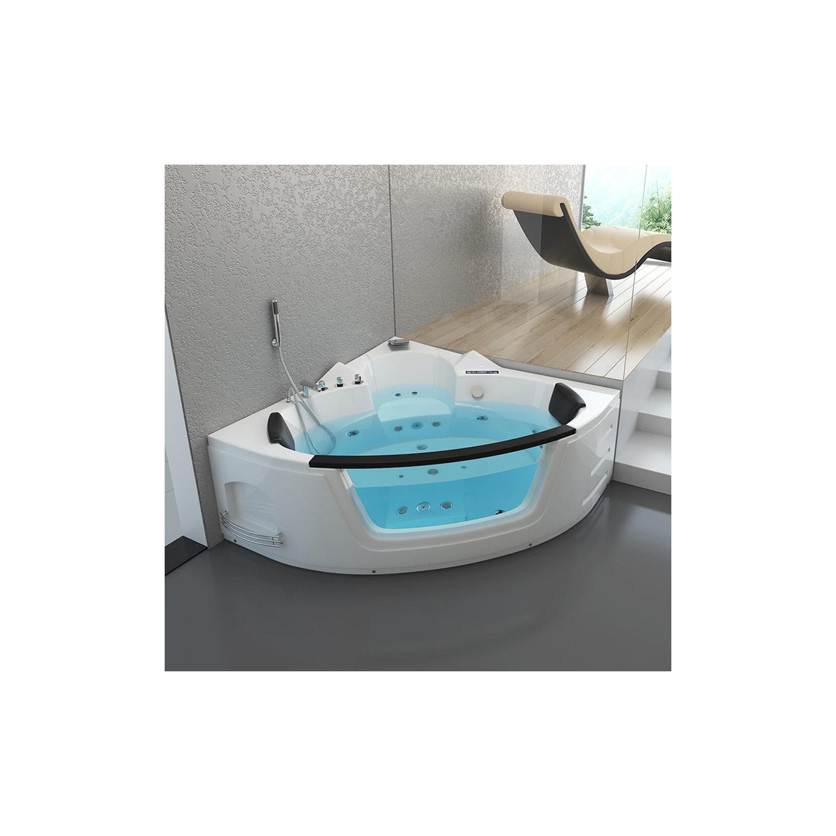 HOME DELUXE Whirlpool-Badewanne LAGUNA L 157x157x65 cm mit verstärktem ABS-Sanitäracryl für 2 Personen Eckwanne