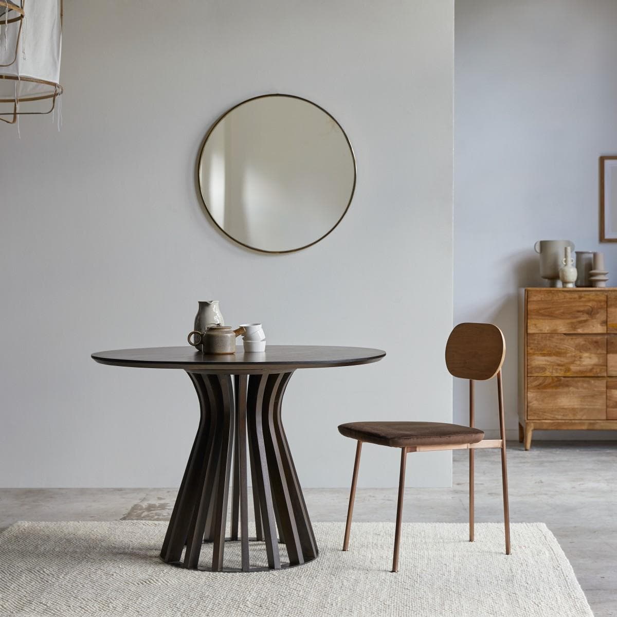 Tikamoon Runder Tisch Greco Massivholz Metall Braun