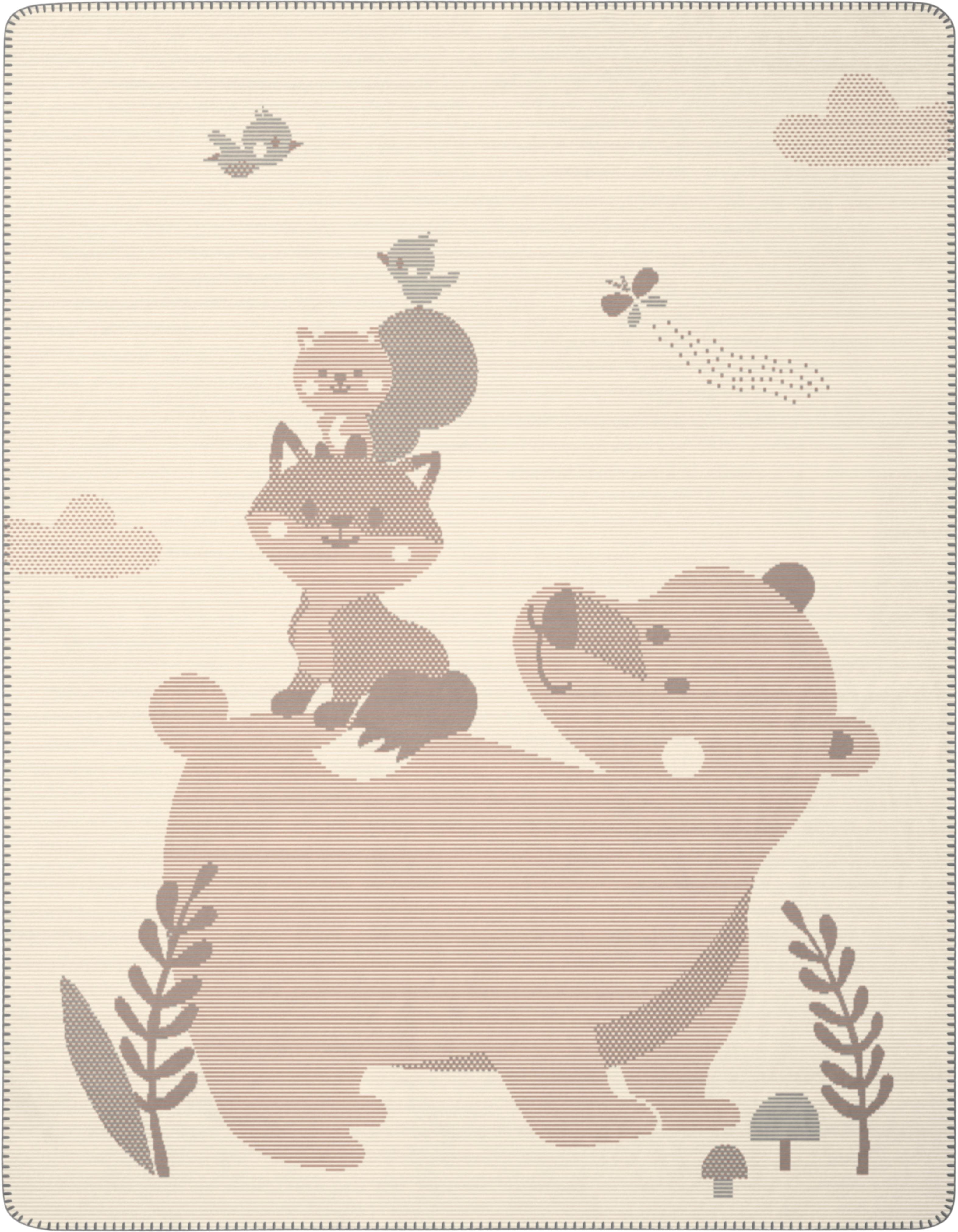 Biederlack Babydecke Foxy&Friends Beige Baumwollmischung