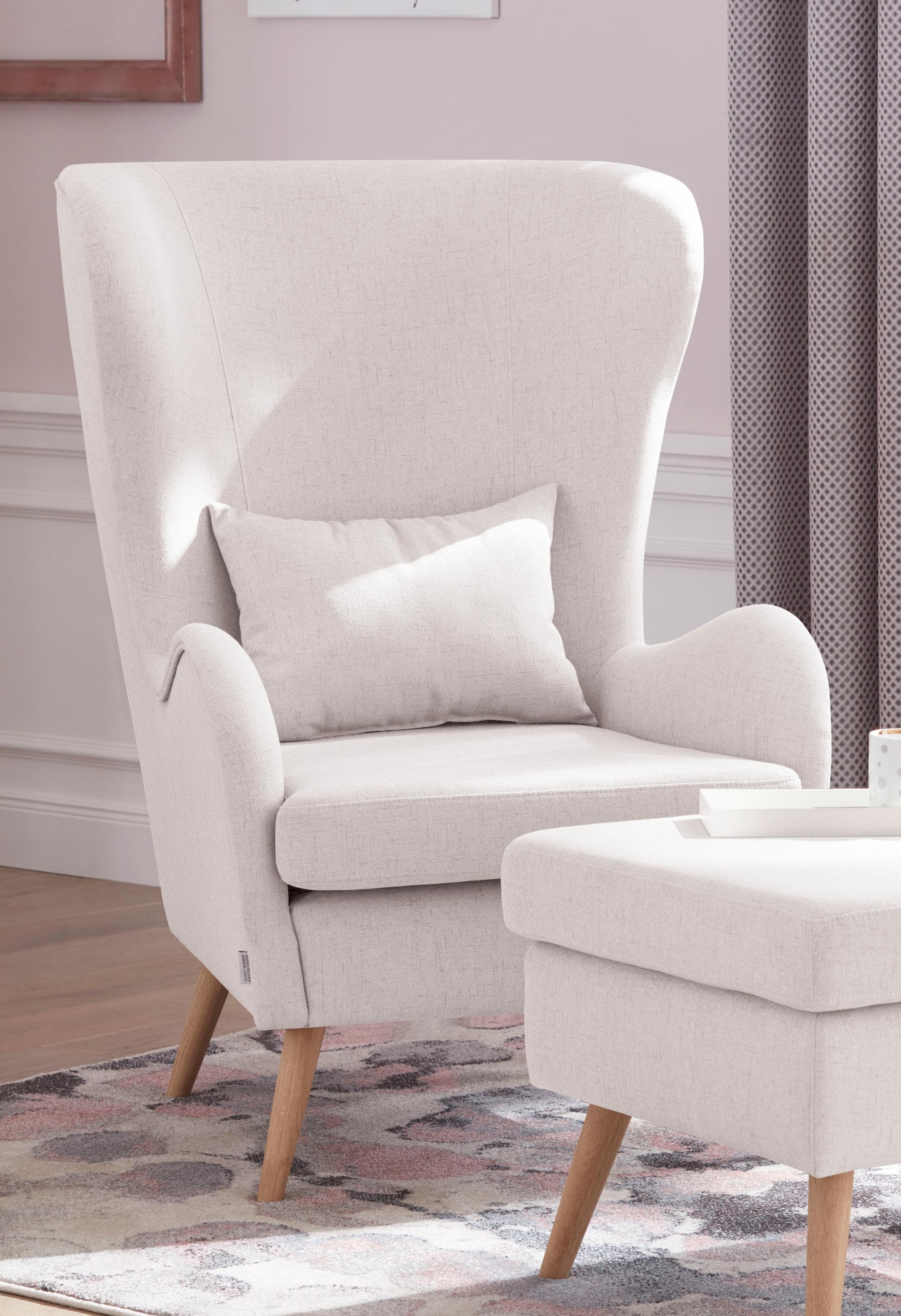HOME AFFAIRE Sessel Salla Ohrensessel Creme Strukturstoff