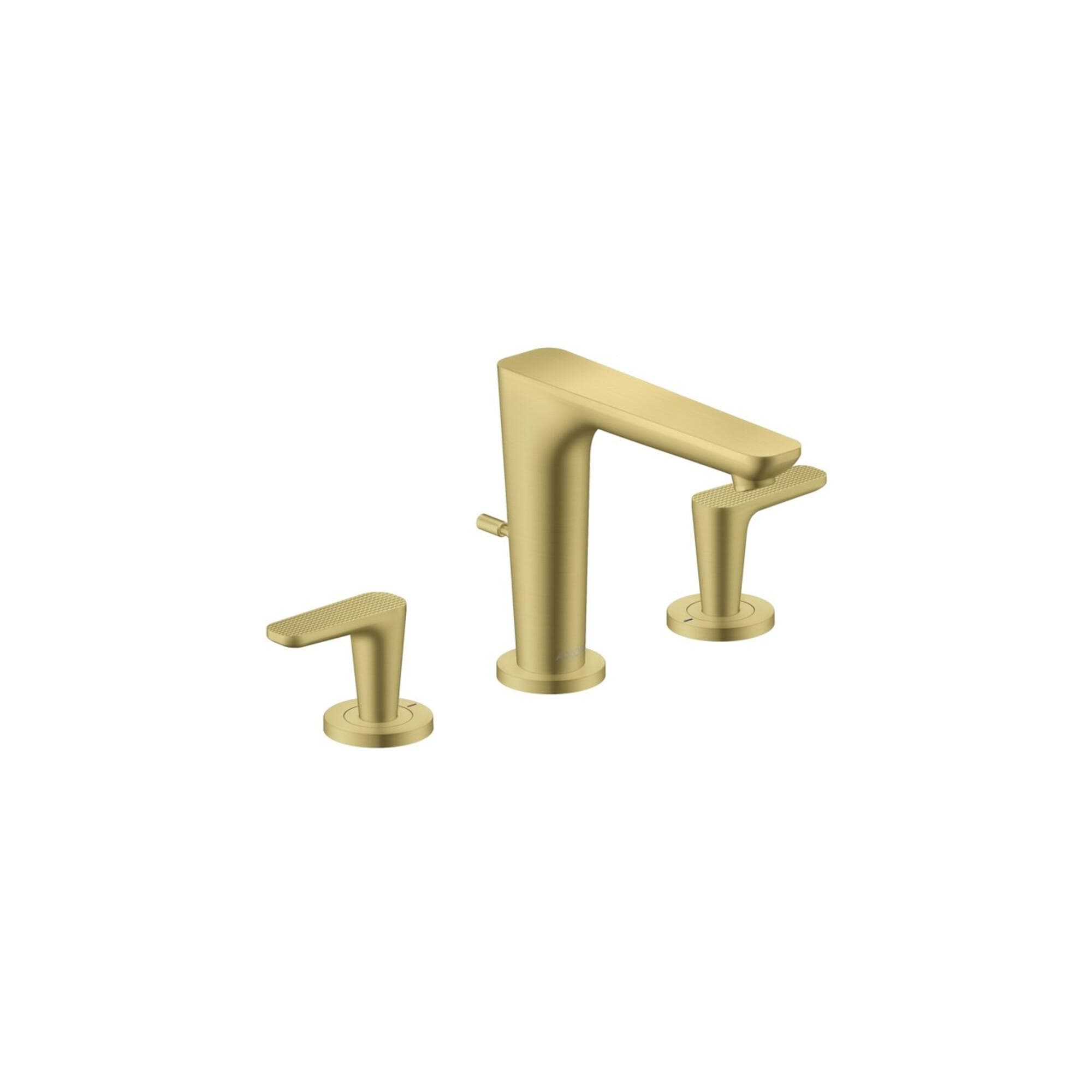 Hansgrohe Axor Citterio C 3-Loch Waschtischarmatur 49061950 mit Zugstangen-Ablaufgarnitur, Cubic Cut, Brushed Brass