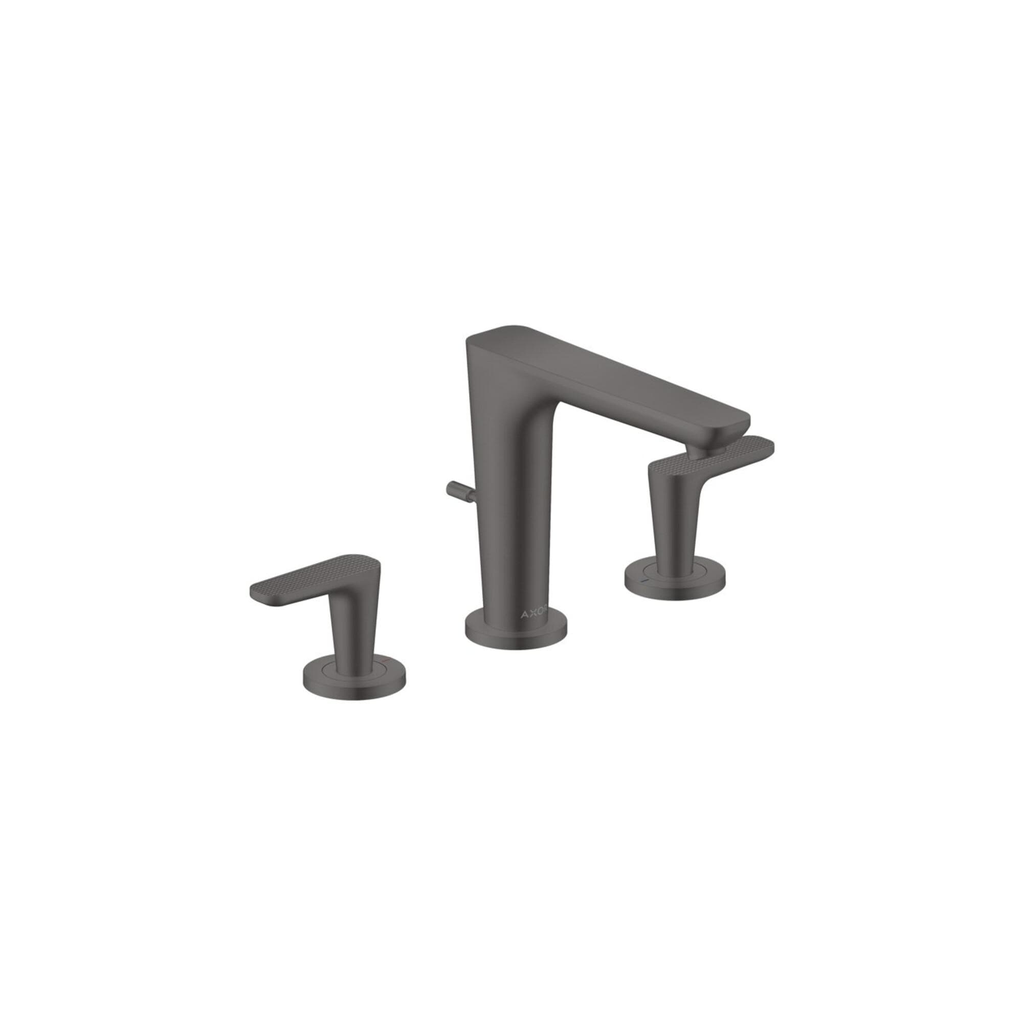 Hansgrohe Axor Citterio C Waschtisch-3-Loch-Armatur 49061340 cubic cut, brushed black chrome, Ausladung 135mm, Zugstangen Ablaufgarnitur