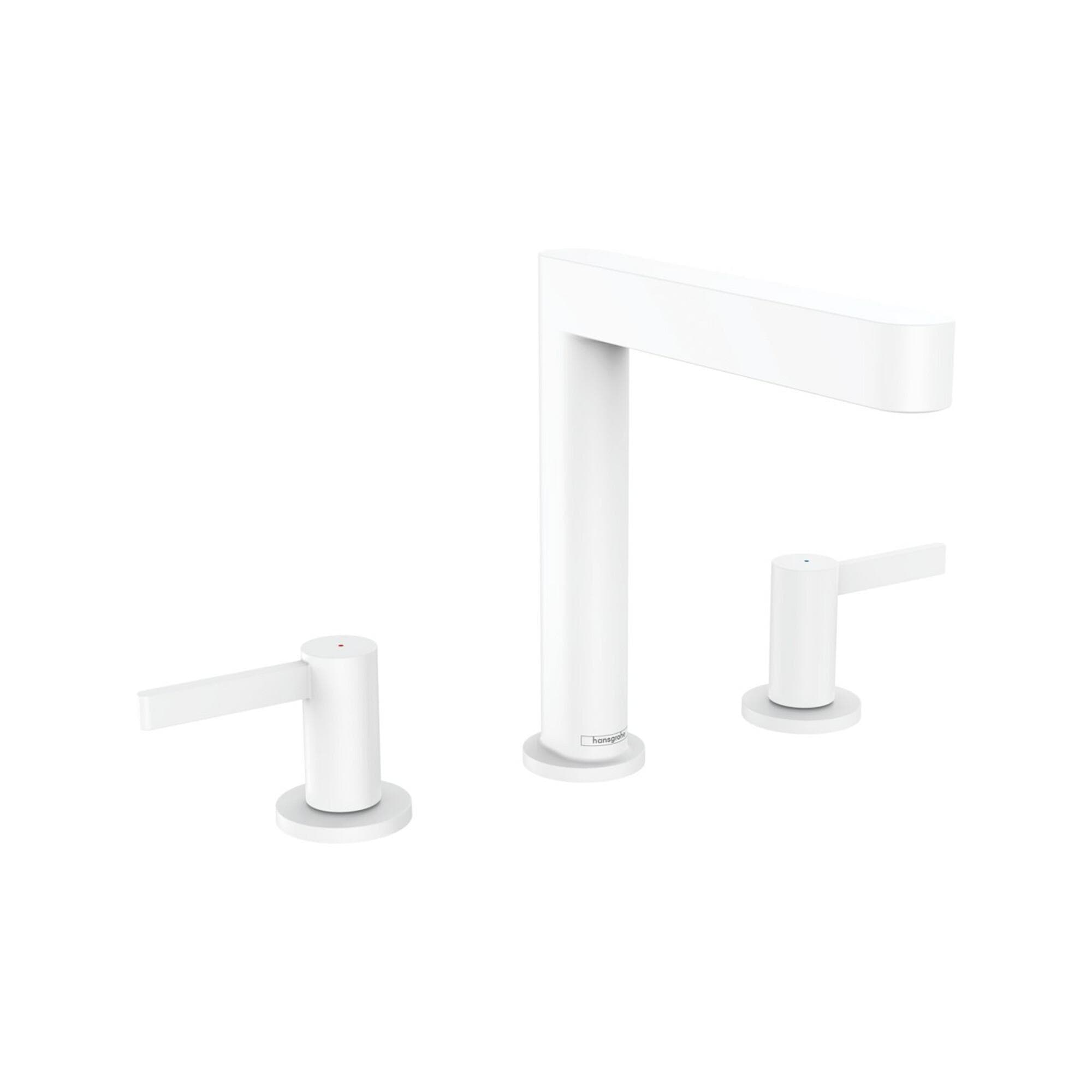 Hansgrohe Finoris 160 3-Loch-Waschtischarmatur 76034700 Push-Open Ablaufgarnitur Mattweiß