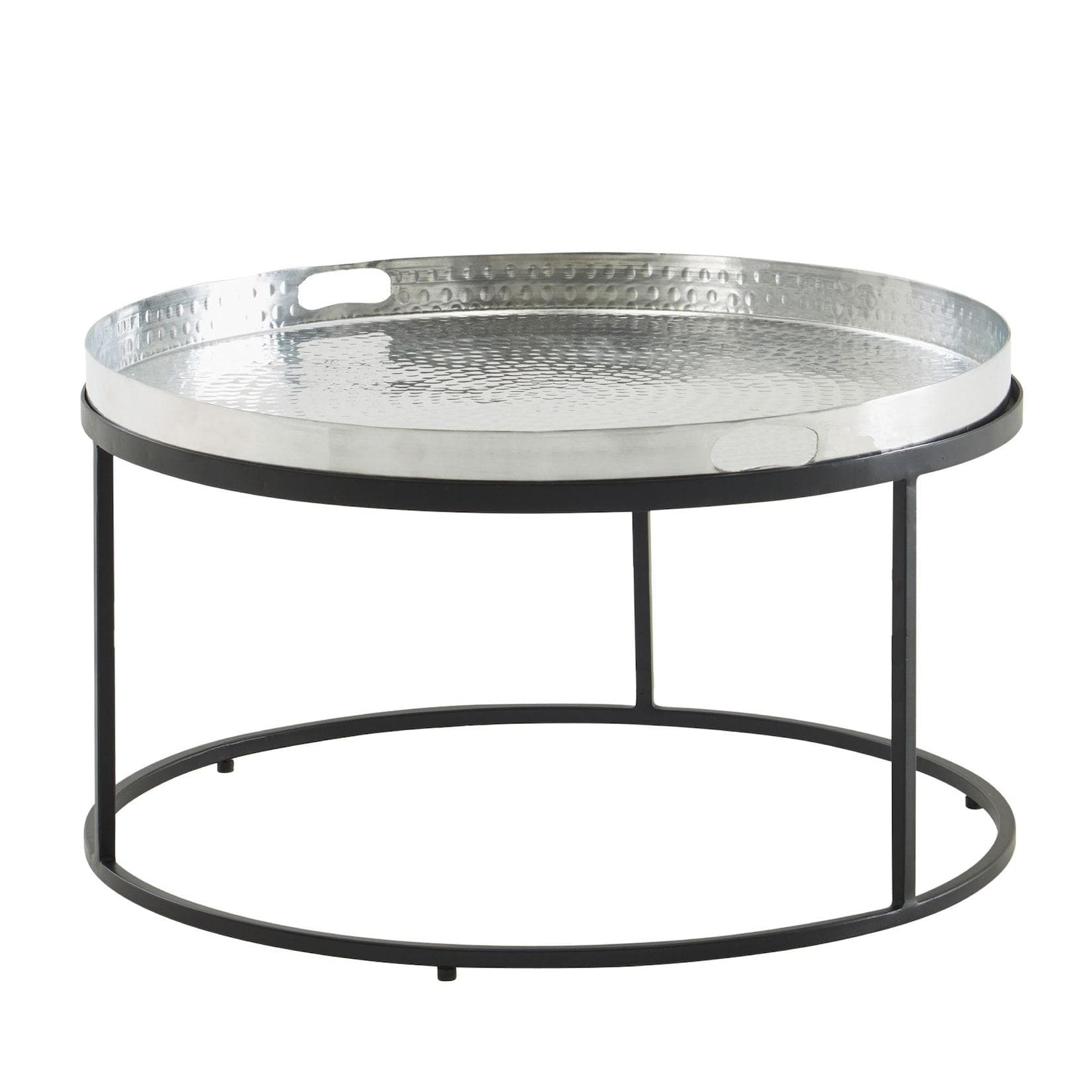 KADIMA DESIGN Couchtisch Silber-Schwarz Hammerschlag-Struktur