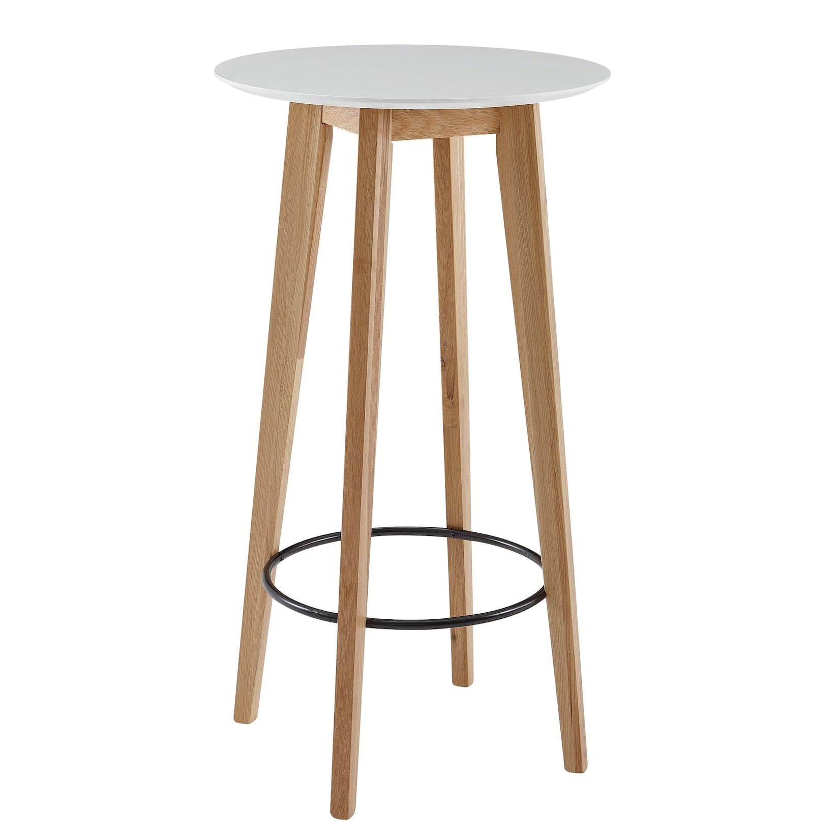 KADIMA DESIGN Skandinavischer Bartisch Eiche Weiß Runde Tischplatte