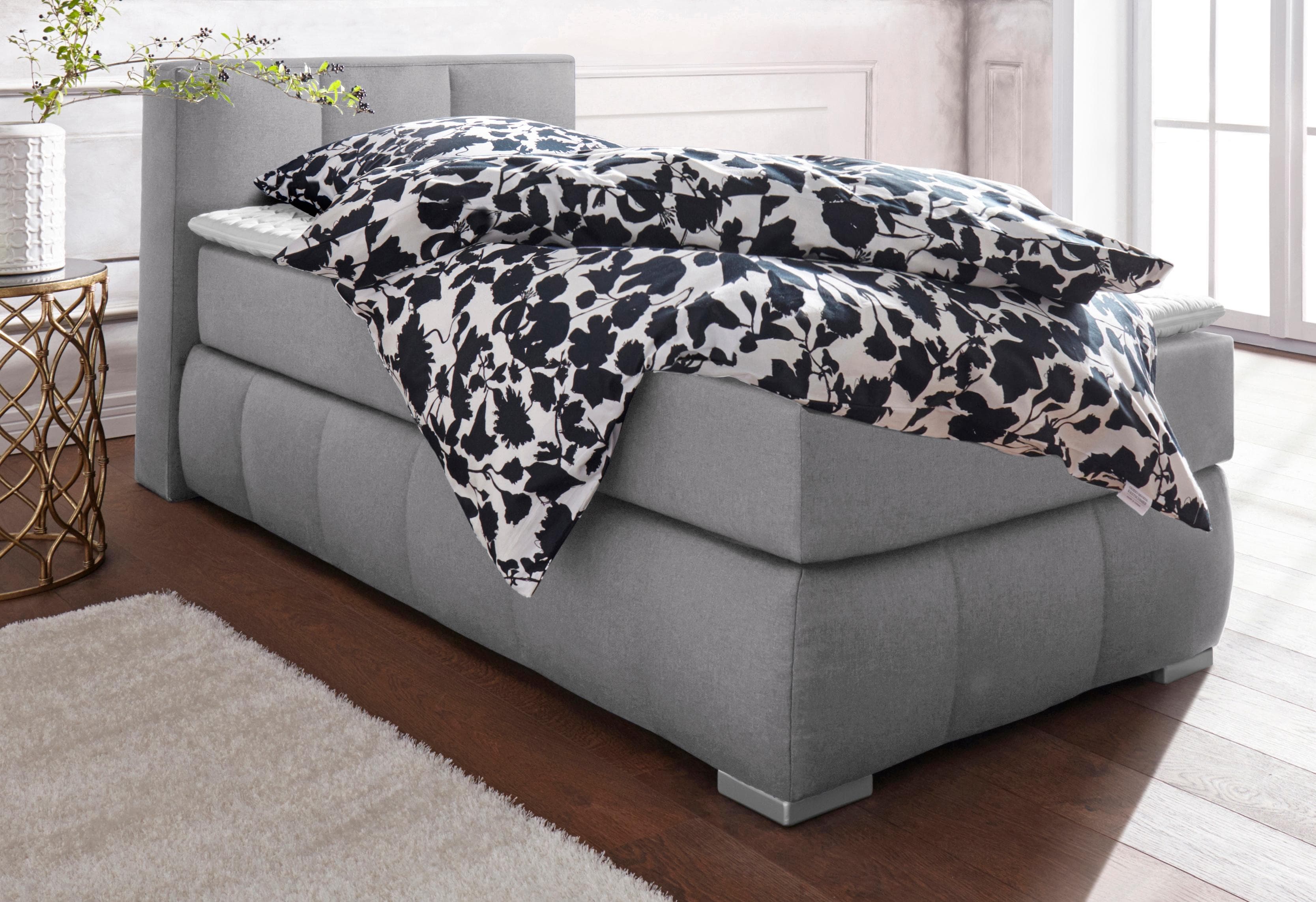 Home Affaire Boxspringbett Chelles Grau Samtoptik
