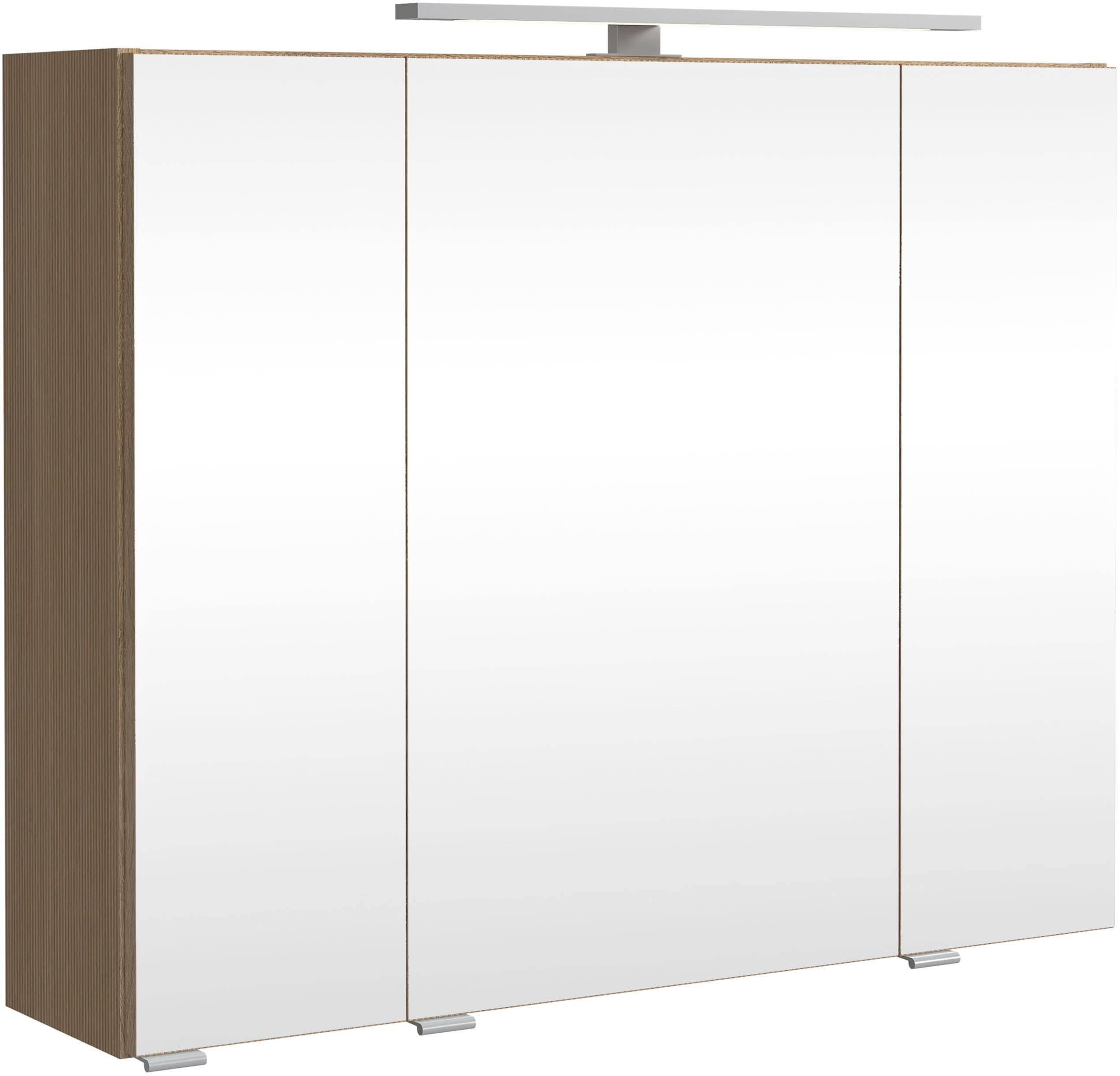 Welltime Spiegelschrank EIXO 3 Türen mit LED und Glasböden