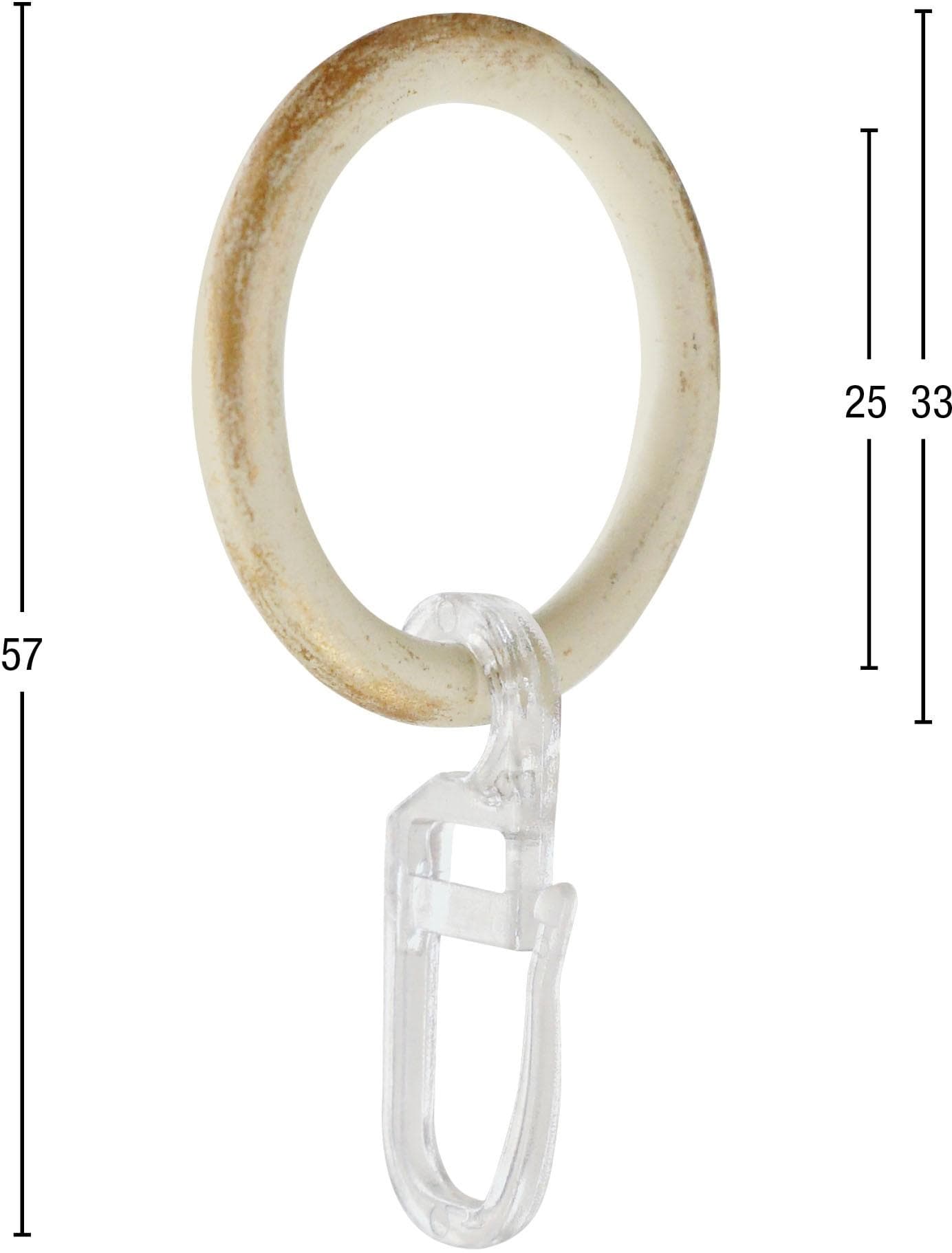Garesa Gardinenring mit Haken Weiß/Gold 16cm