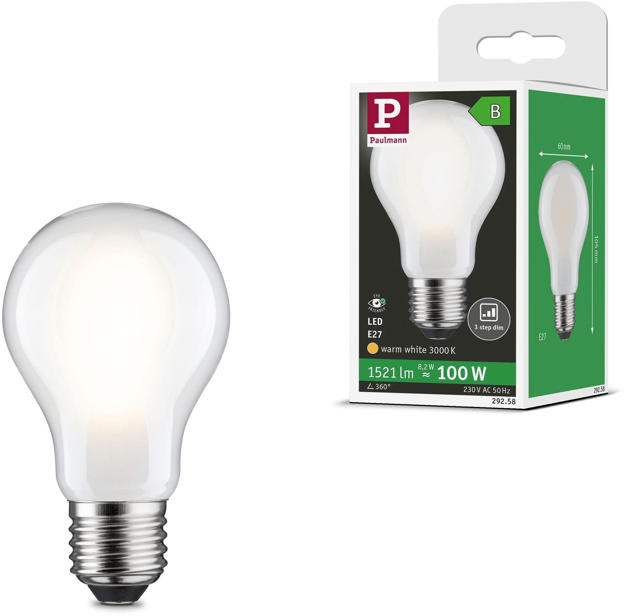 PAULMANN LED Birne E27 8,2W 3000K Dimmbar Matt Weiß Eco-Line