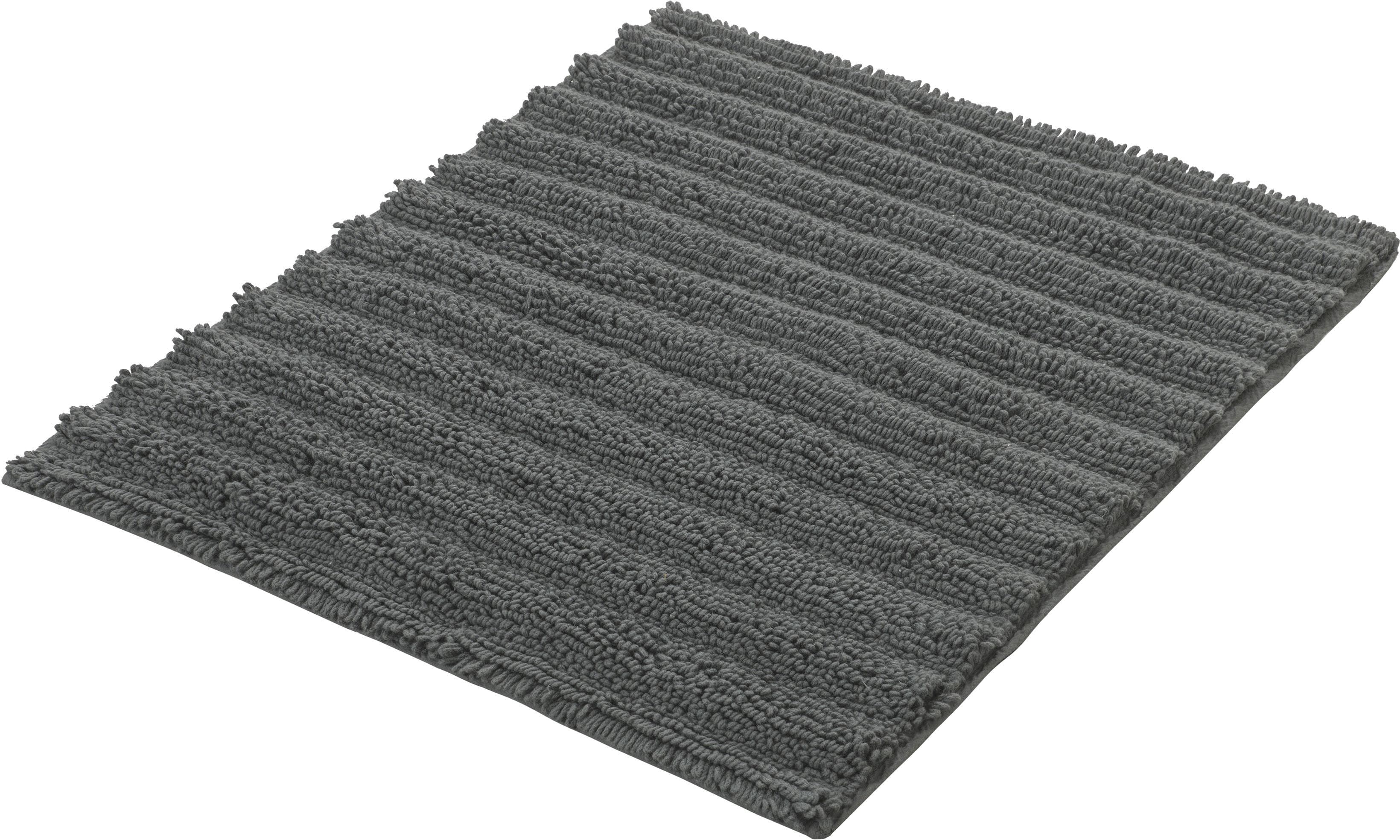 Kleine Wolke Badematte Yara Grau Streifen 100% Baumwolle