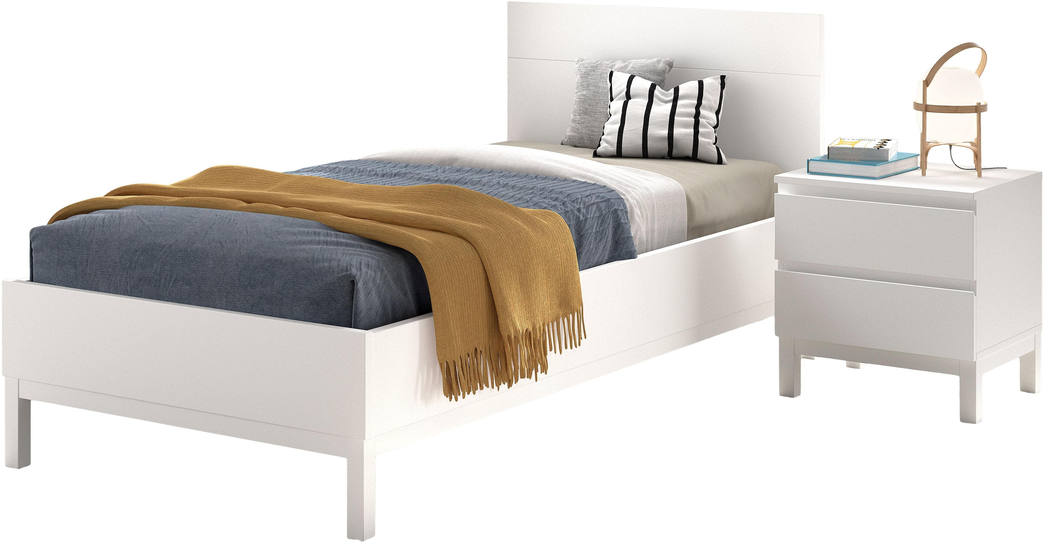 VIPACK Jugendzimmer-Set Eva mit Einzelbett und Nachtkonsole Weiß
