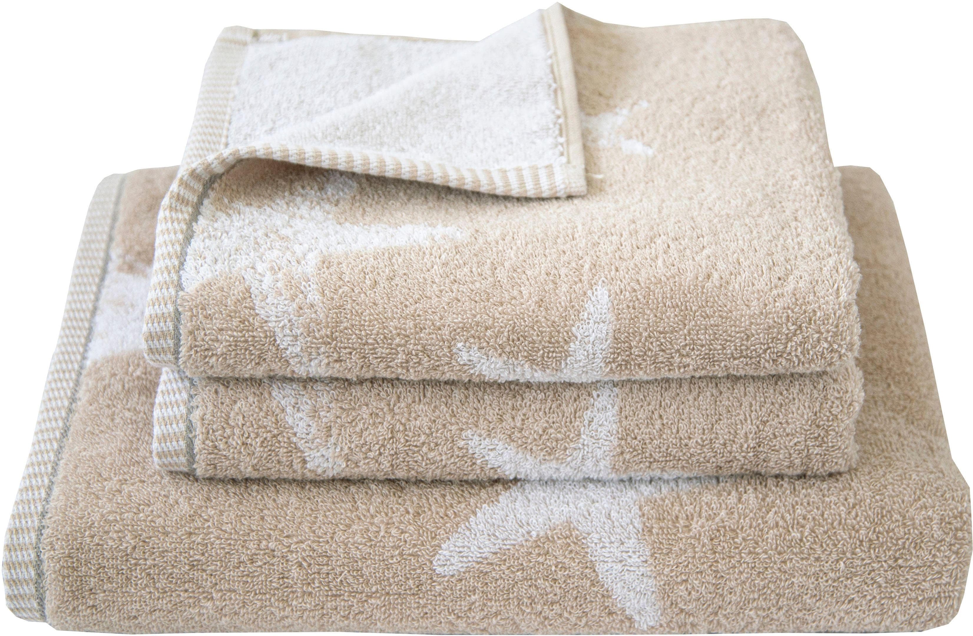 DYCKHOFF Handtuch Set Maritim Starfish Beige 3-tlg. Frottier