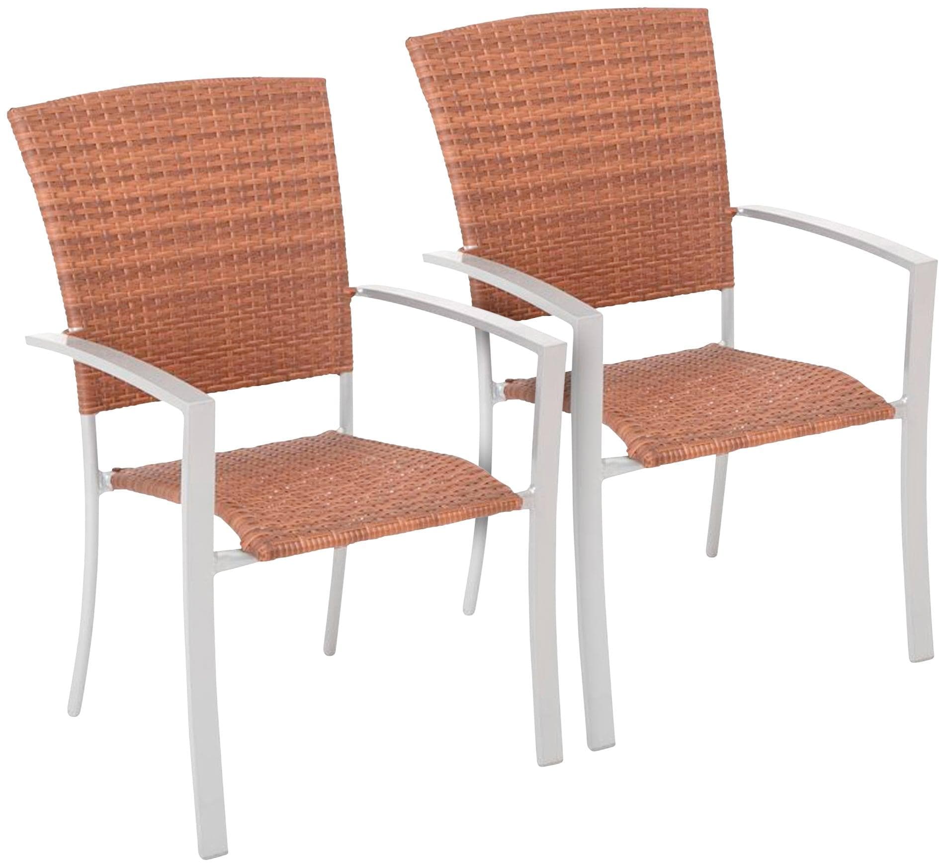 MERXX Gartenstuhl Savonna 2er Set Polyrattan bronzefarben stapelbar