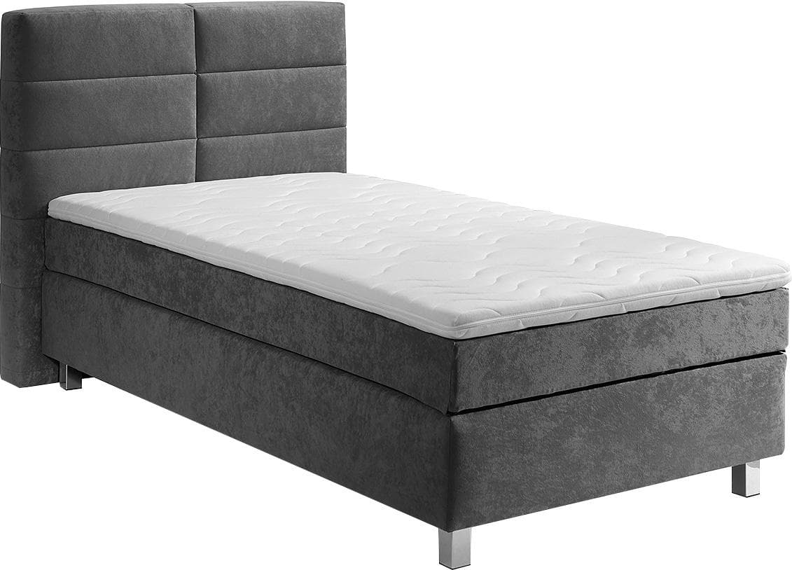 Westfalia Schlafkomfort Boxspringbett Grau mit Kaltschaum-Topper