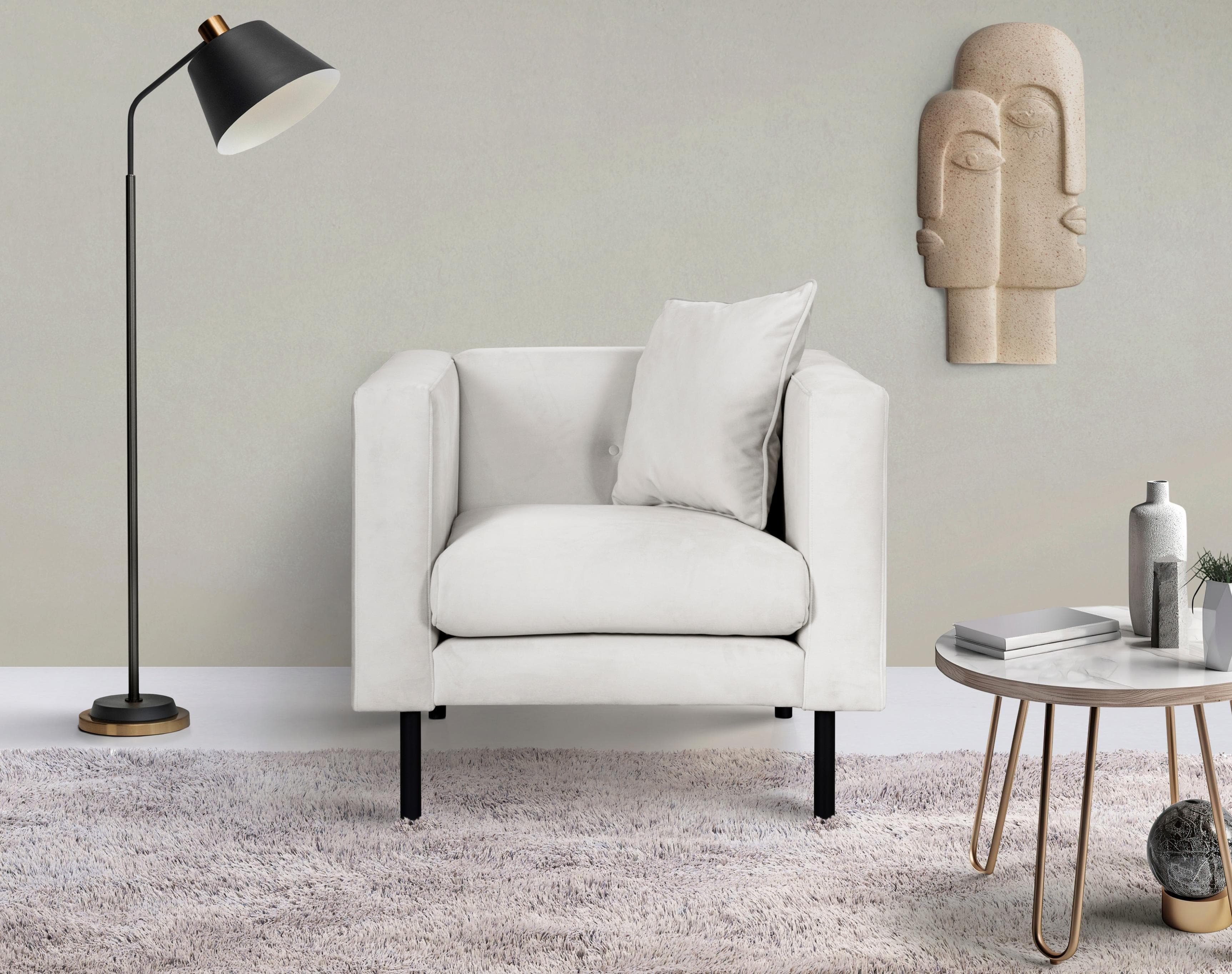 HOME AFFAIRE Sessel Lillibeth Beige Samtoptik mit Kissen