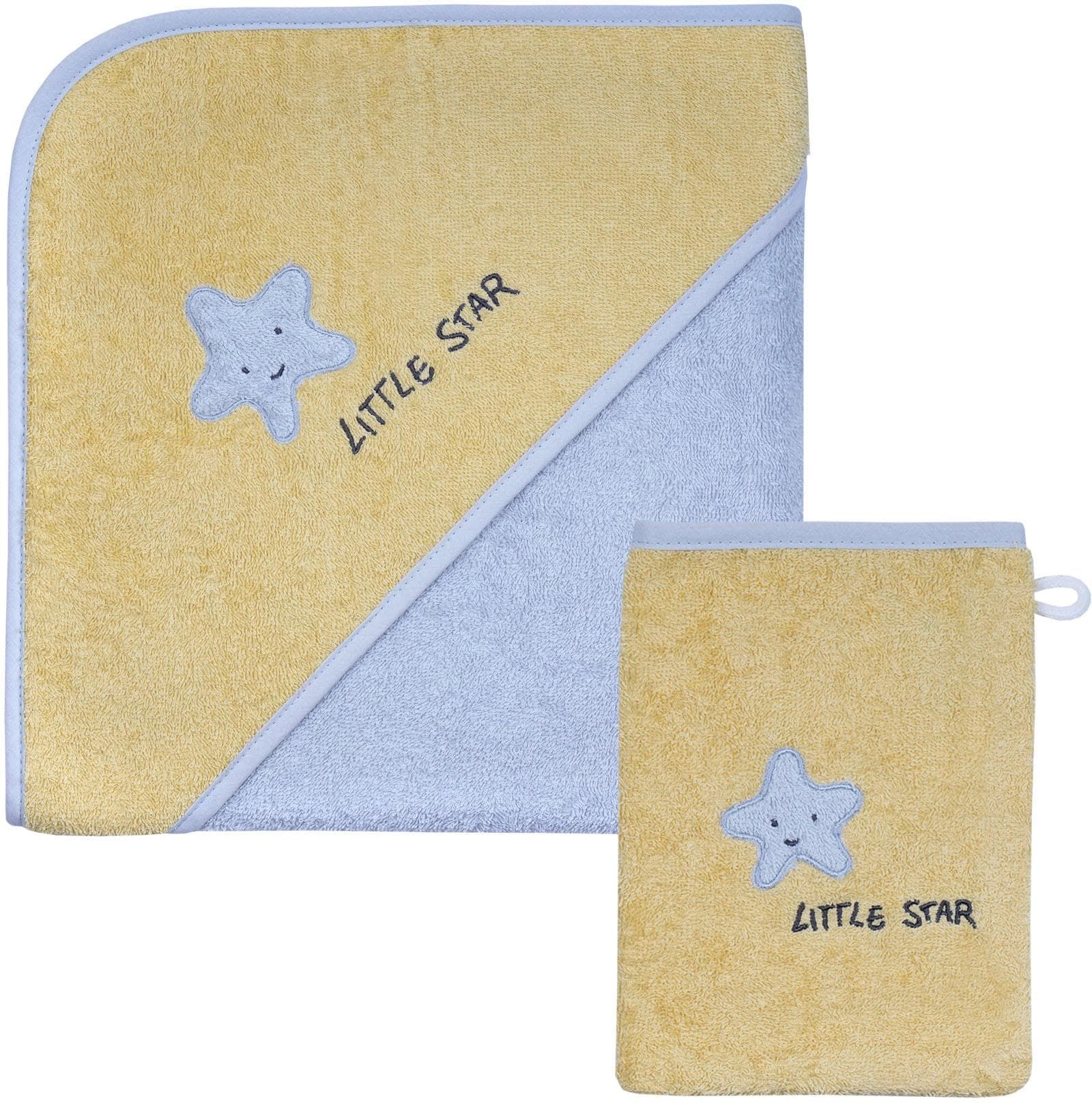 Wörner Little Star Handtuch Set Gelb Grau mit Stern Stickerei