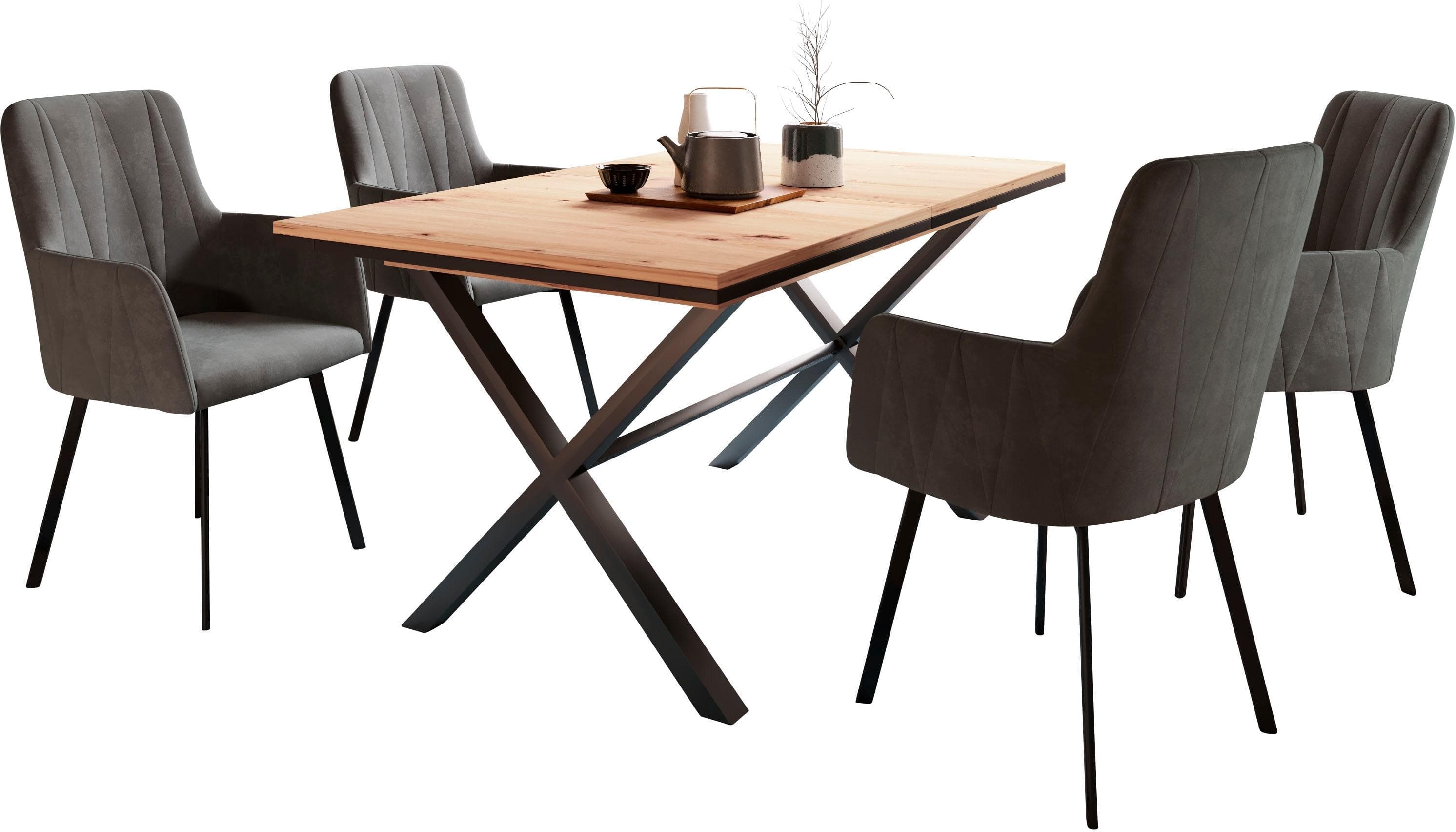 HELA Essgruppe Ausziehbar 160-200 cm Grau Schwarz Vintage