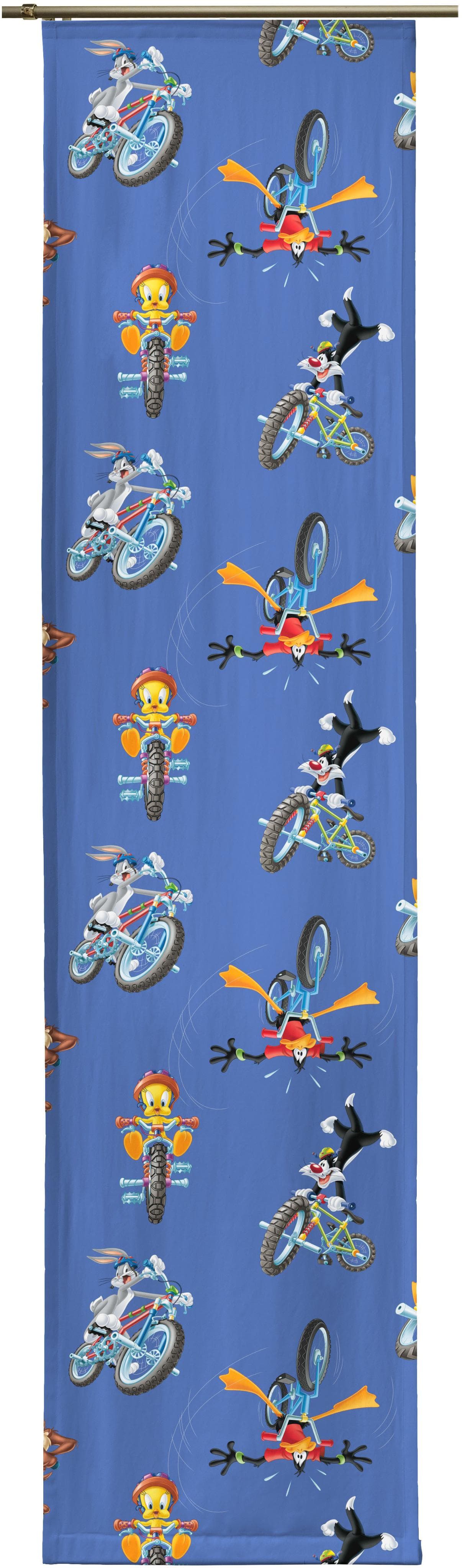 Schiebegardine WIRTH "Looney" Gr. 4 Blau Satin Polyester