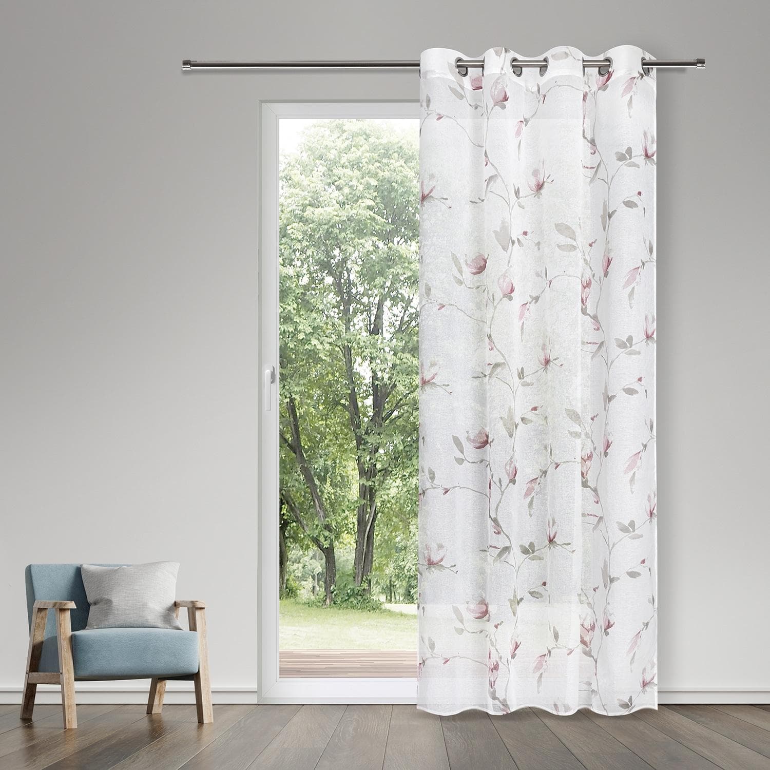GERSTER Vorhang Xenia Gr. 1 Rosa/Rot/Weiß Polyester Ösenschal