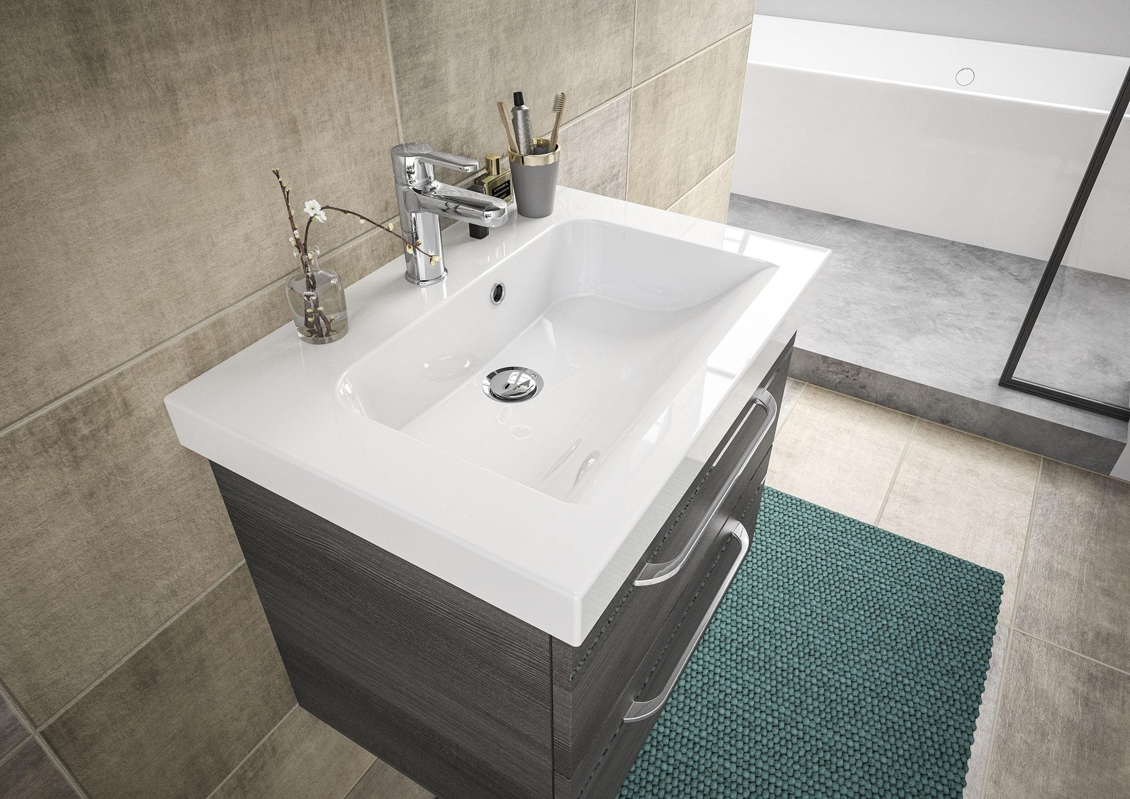 Baur Versand Waschtisch SAPHIR Serie Balto Mineralmarmor-Waschtisch mit Unterschrank
