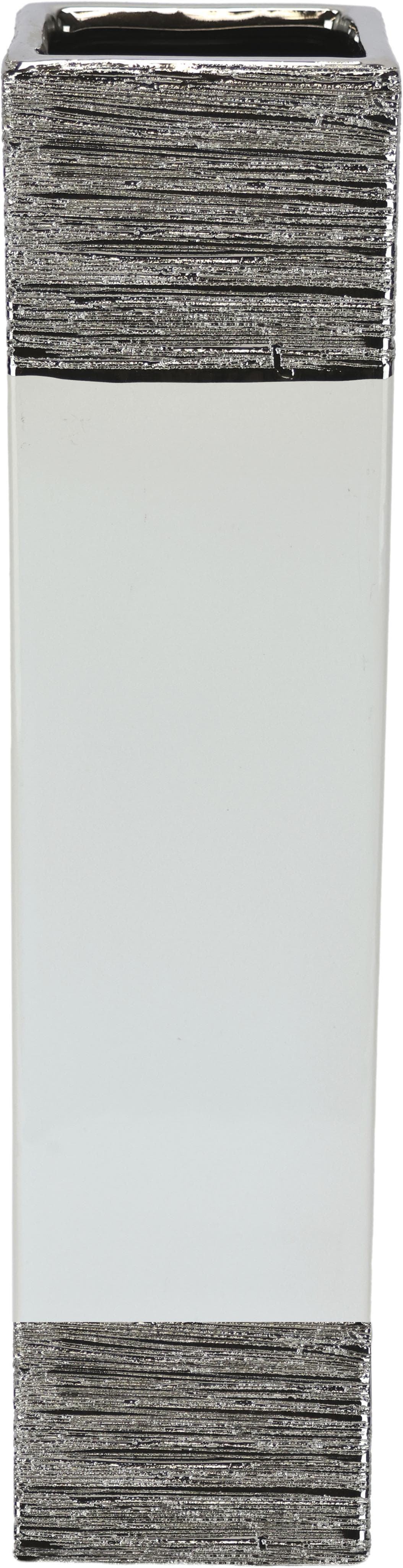 I.GE.A. Dekovase Blumenvase Weiß Silber Modern Keramik