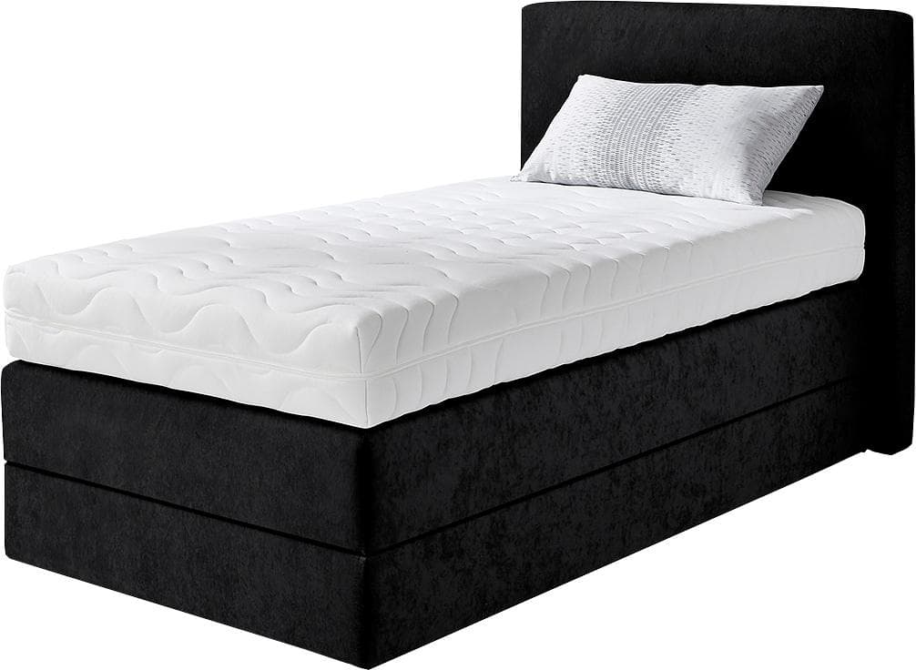 Westfalia Schlafkomfort Boxspringbett Schwarz Microvelours