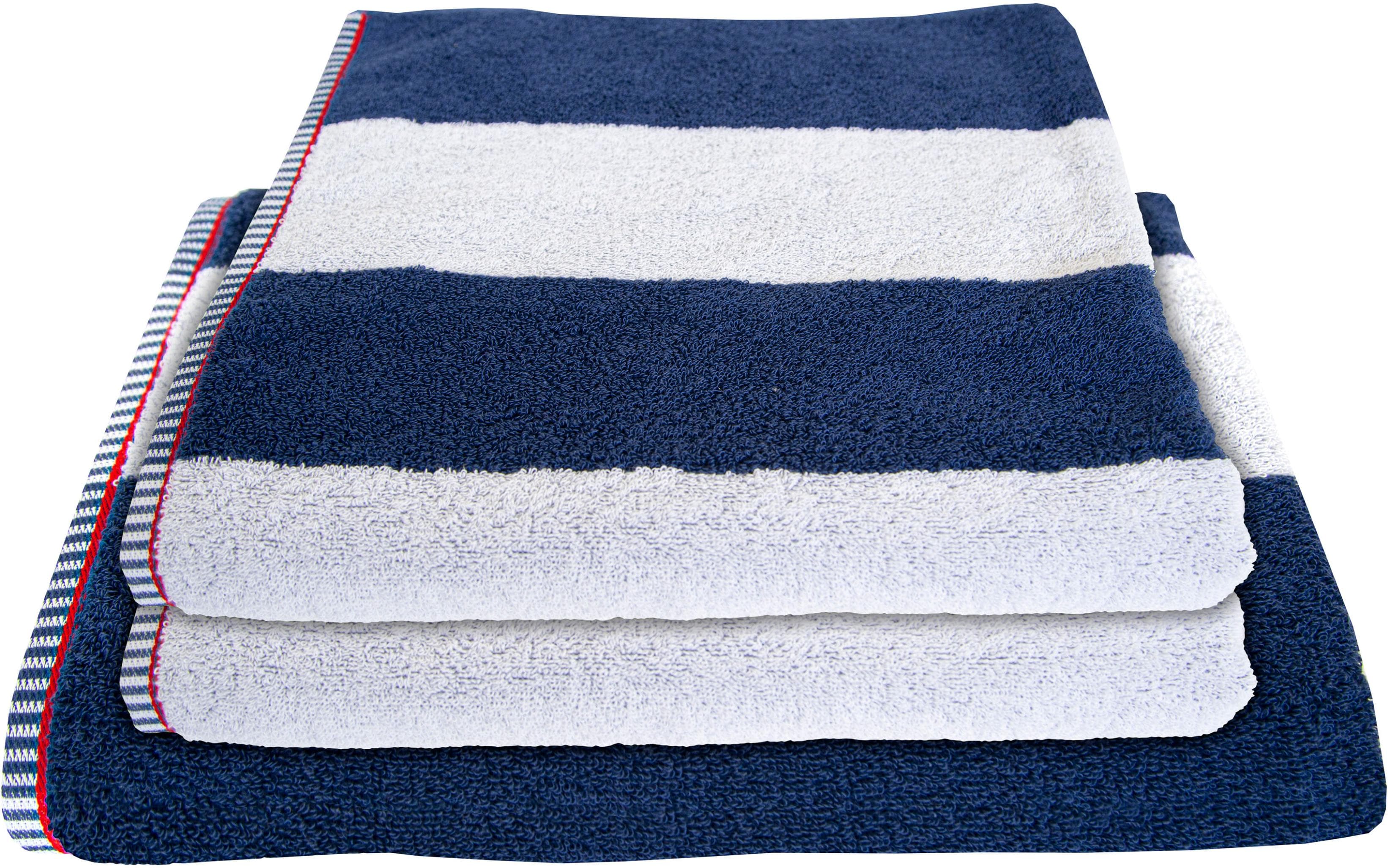 DYCKHOFF Handtuch Set Maritim Block Stripe Navy 3-tlg. Frottier