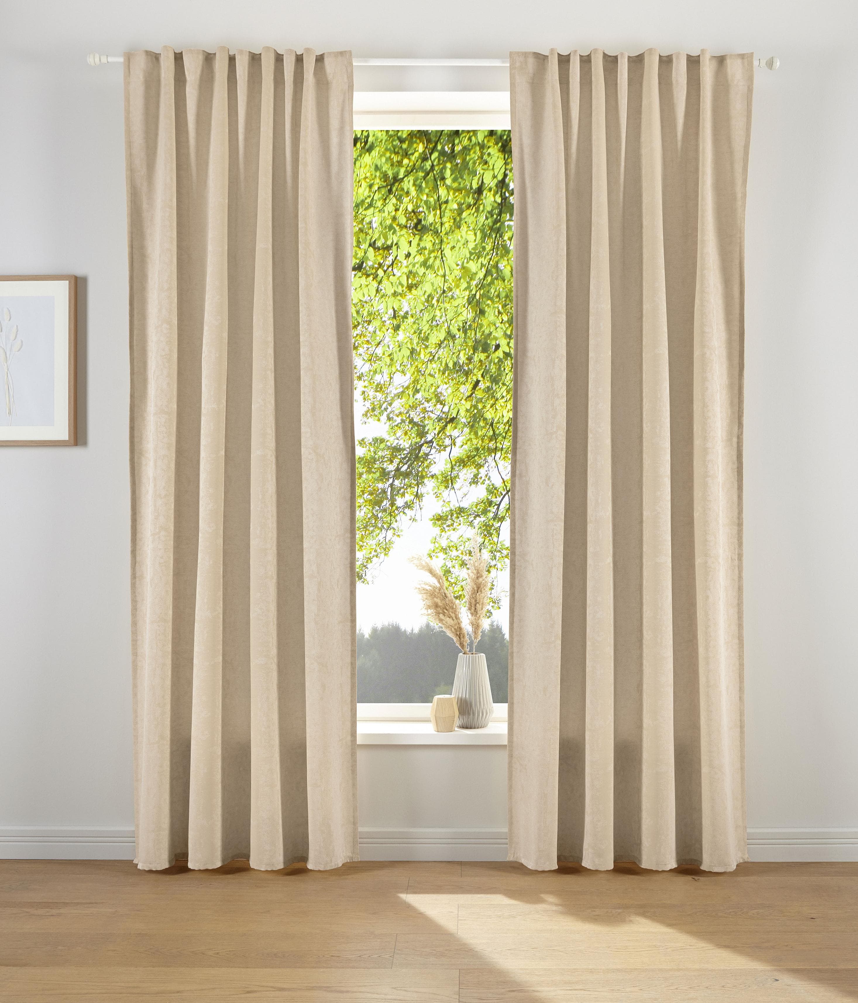 Vorhang LESKA Gr. 4 Beige Jacquard Polyacryl Polyester