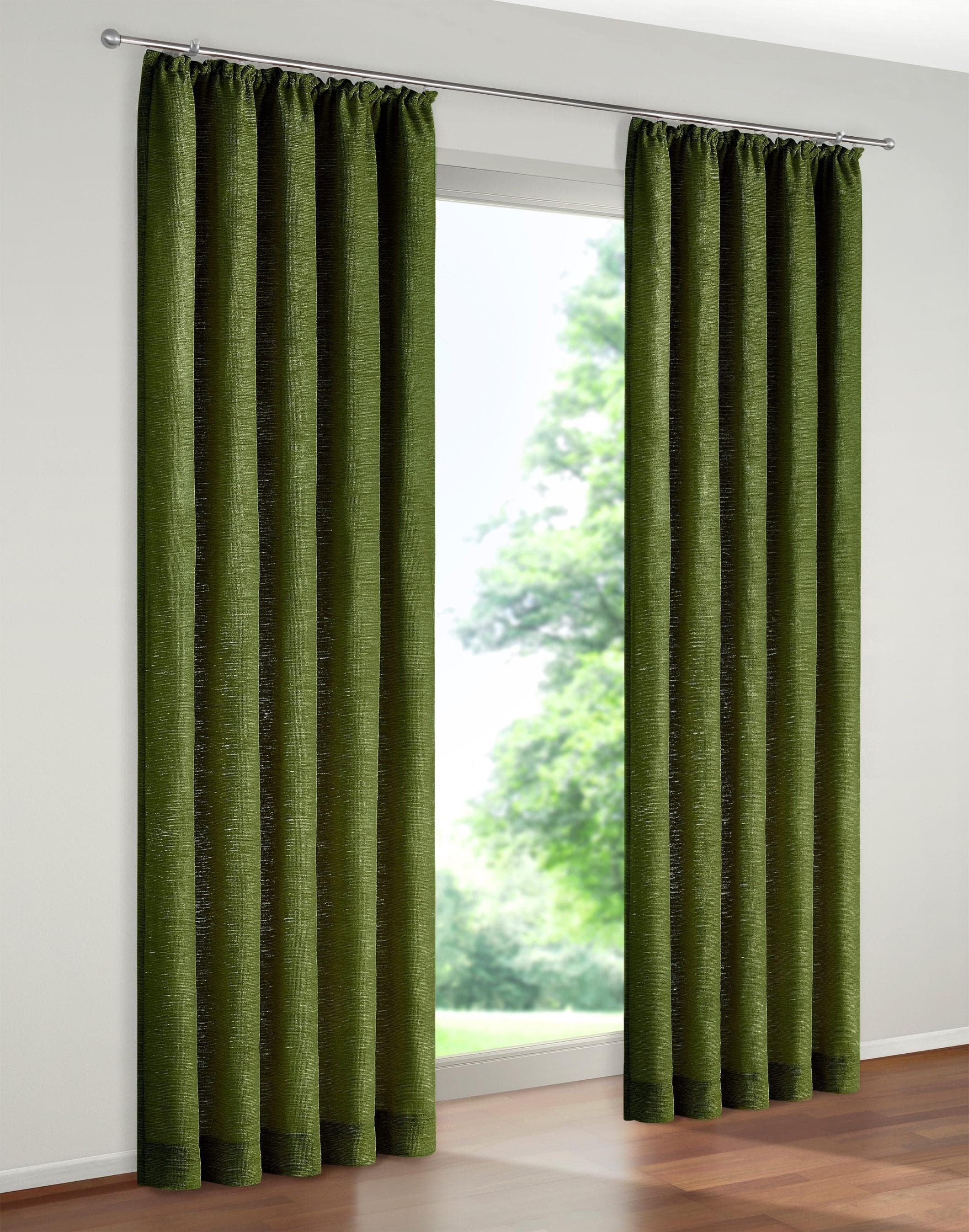 Vorhang WIRTH Warnow Gr. 18 Moosgrün Chenille Polyacryl 270 g/m²