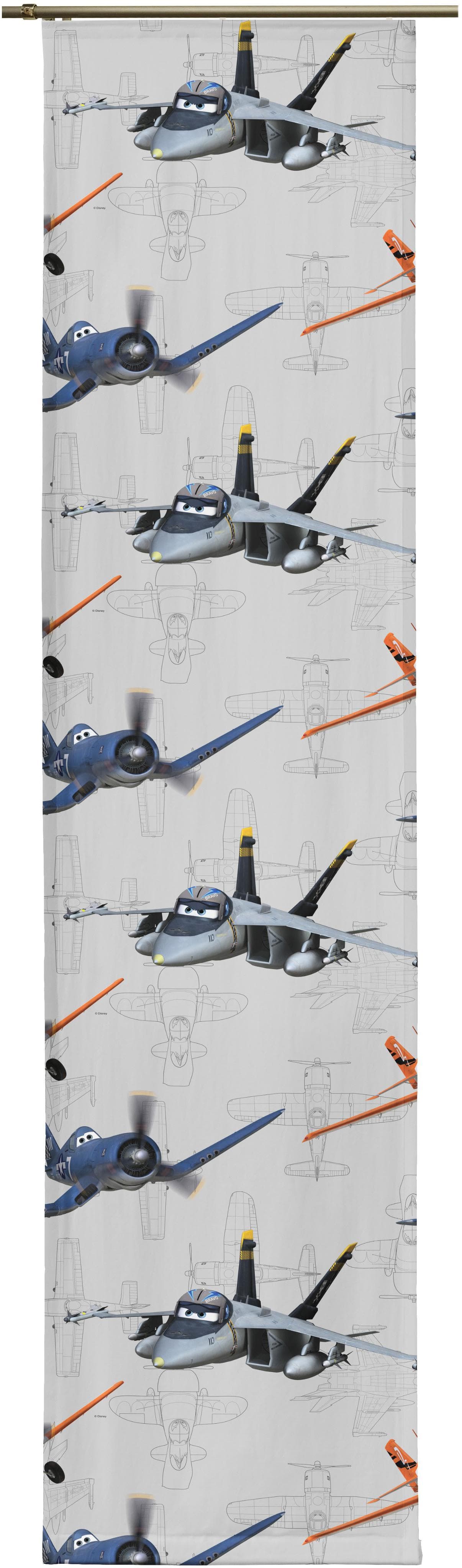 WIRTH Schiebegardine "Planes Echo" Disney Motive Grau Satin