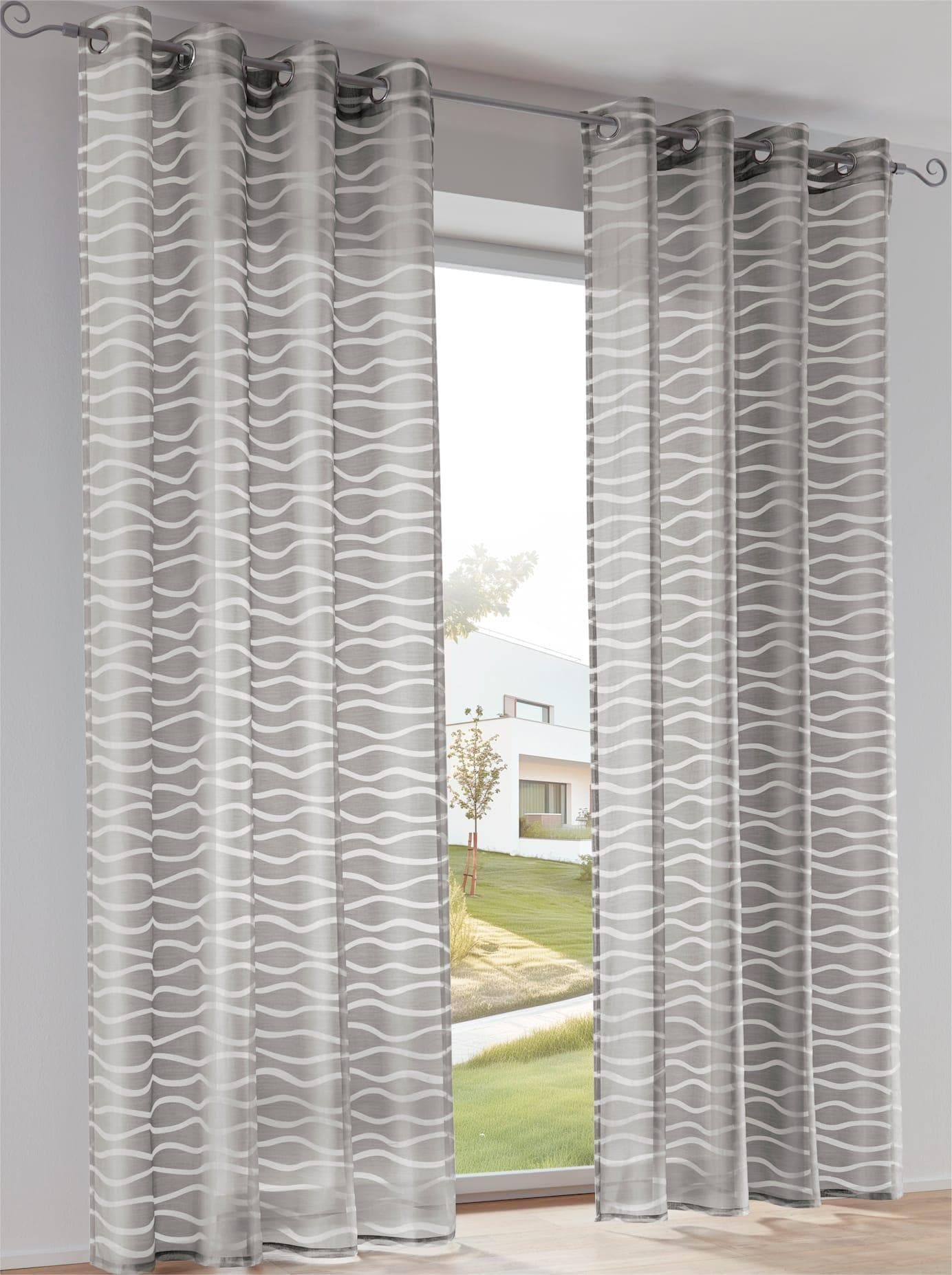 HEINE HOME Gardine Grau 135x145cm Baumwolle Polyester