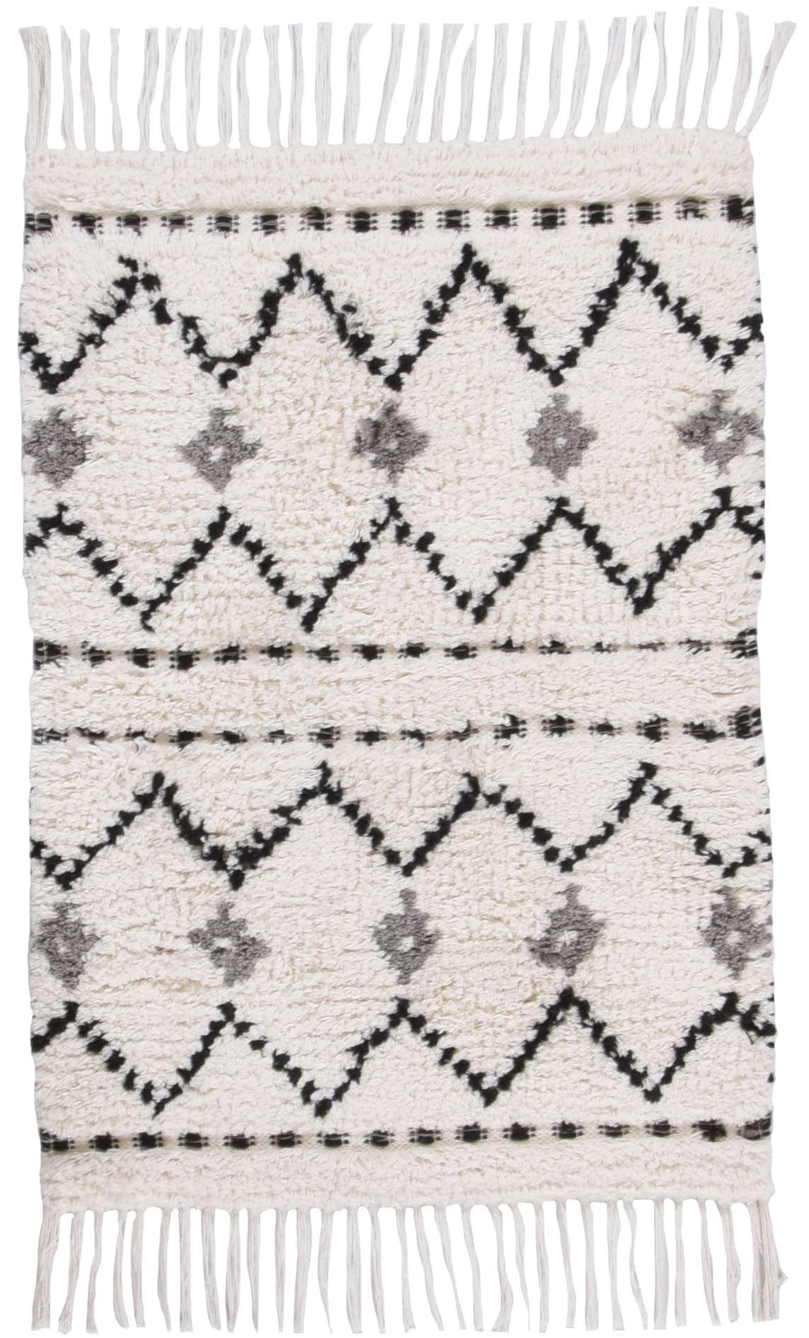 TOM TAILOR HOME Ethno Bath Badematte Weiß Berber Look Baumwolle