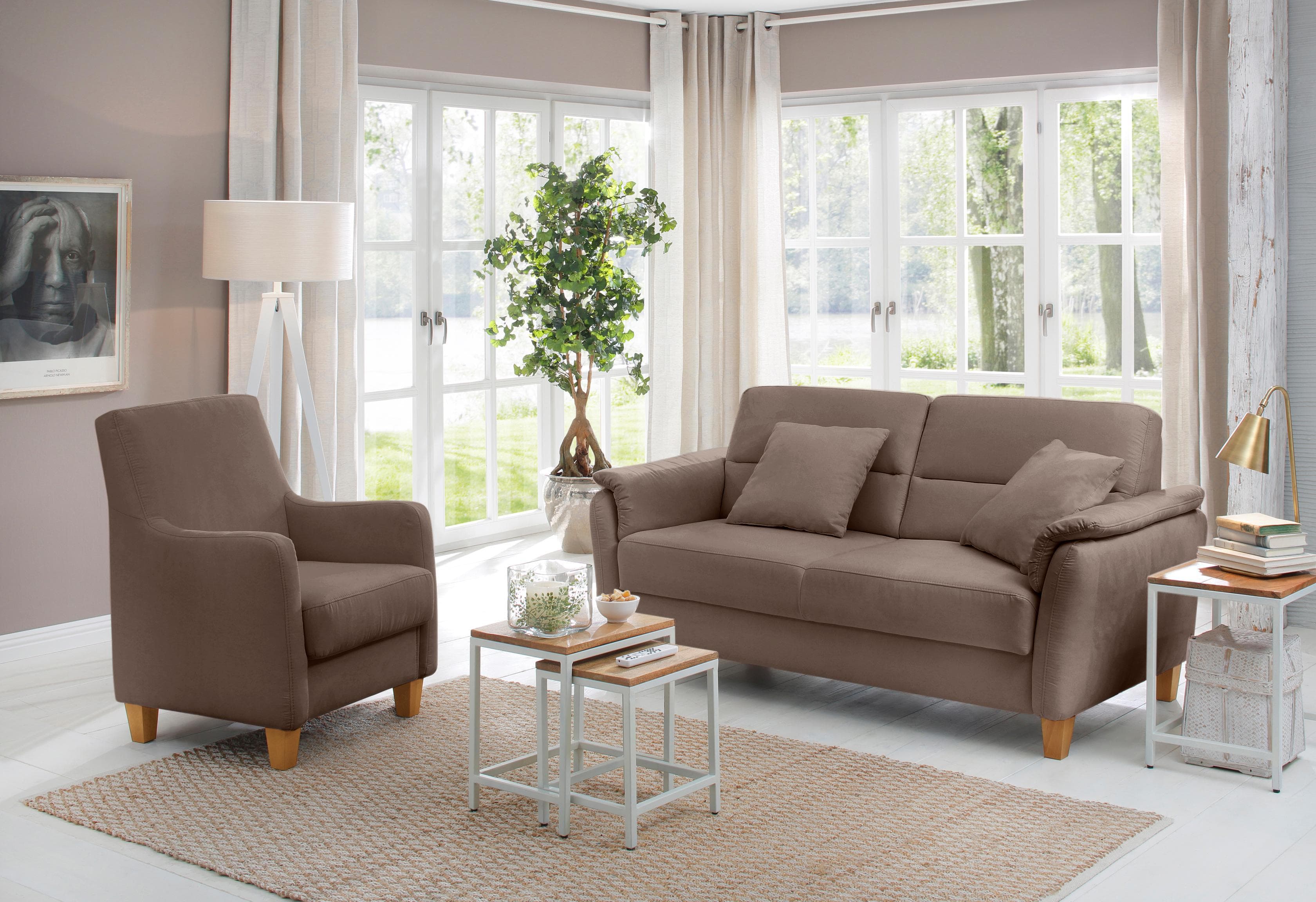 Home Affaire Sessel Palmera Braun Microfaser Lederoptik