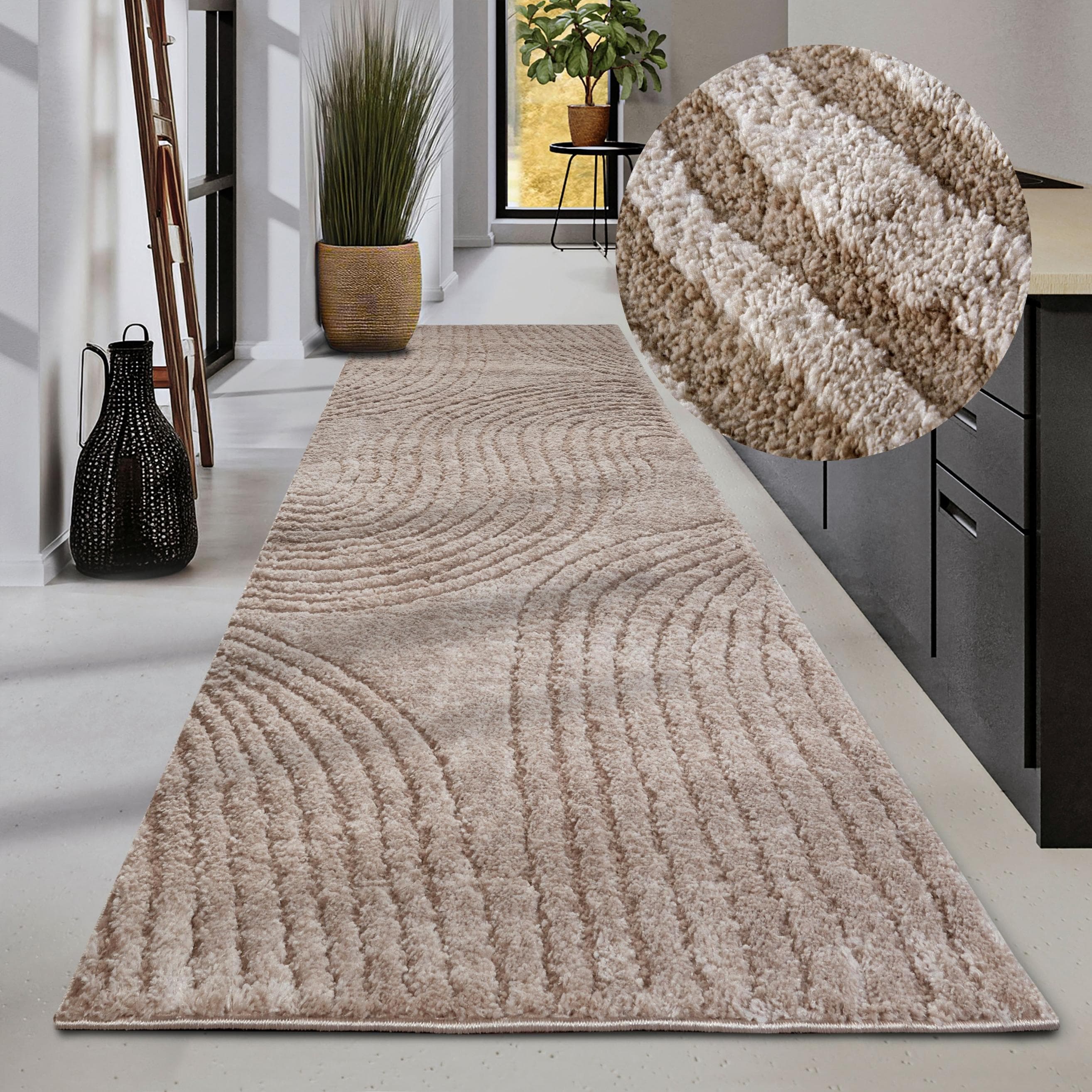 ELLE DECORATION Designteppich Pigment Beige Hochflor Shaggy Läufer