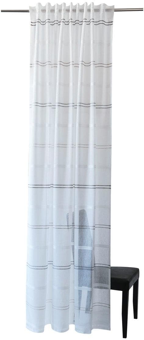 HOMING Gardine Linus Grau/Weiß 140x245 cm Polyester Schlaufenschal
