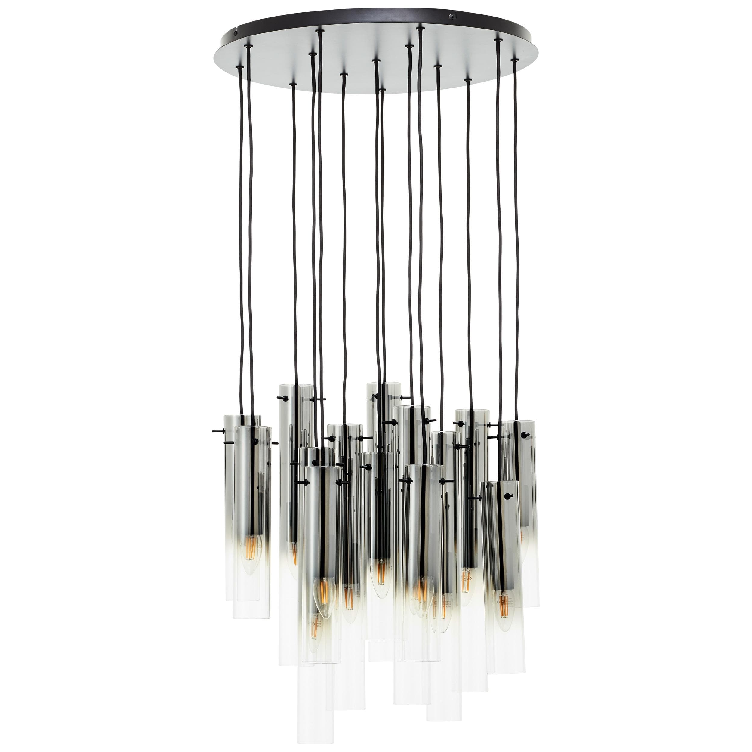 BRILLIANT Pendelleuchte Glasini Schwarz 14-flammig E14