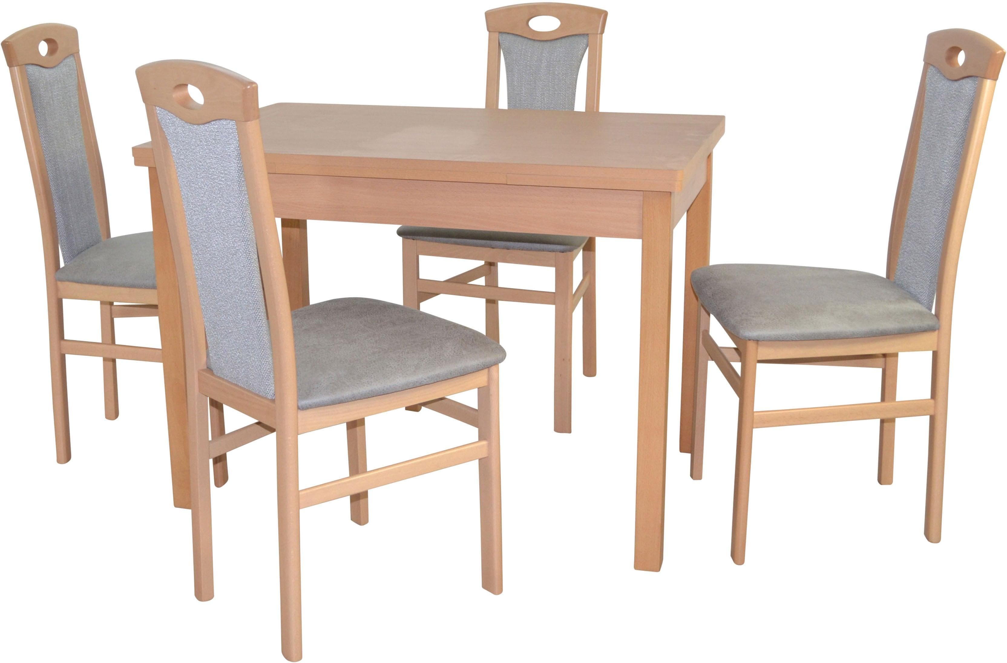 HOFMANN Essgruppe 5tlg. Grau Buche Massivholz mit Ausziehtisch