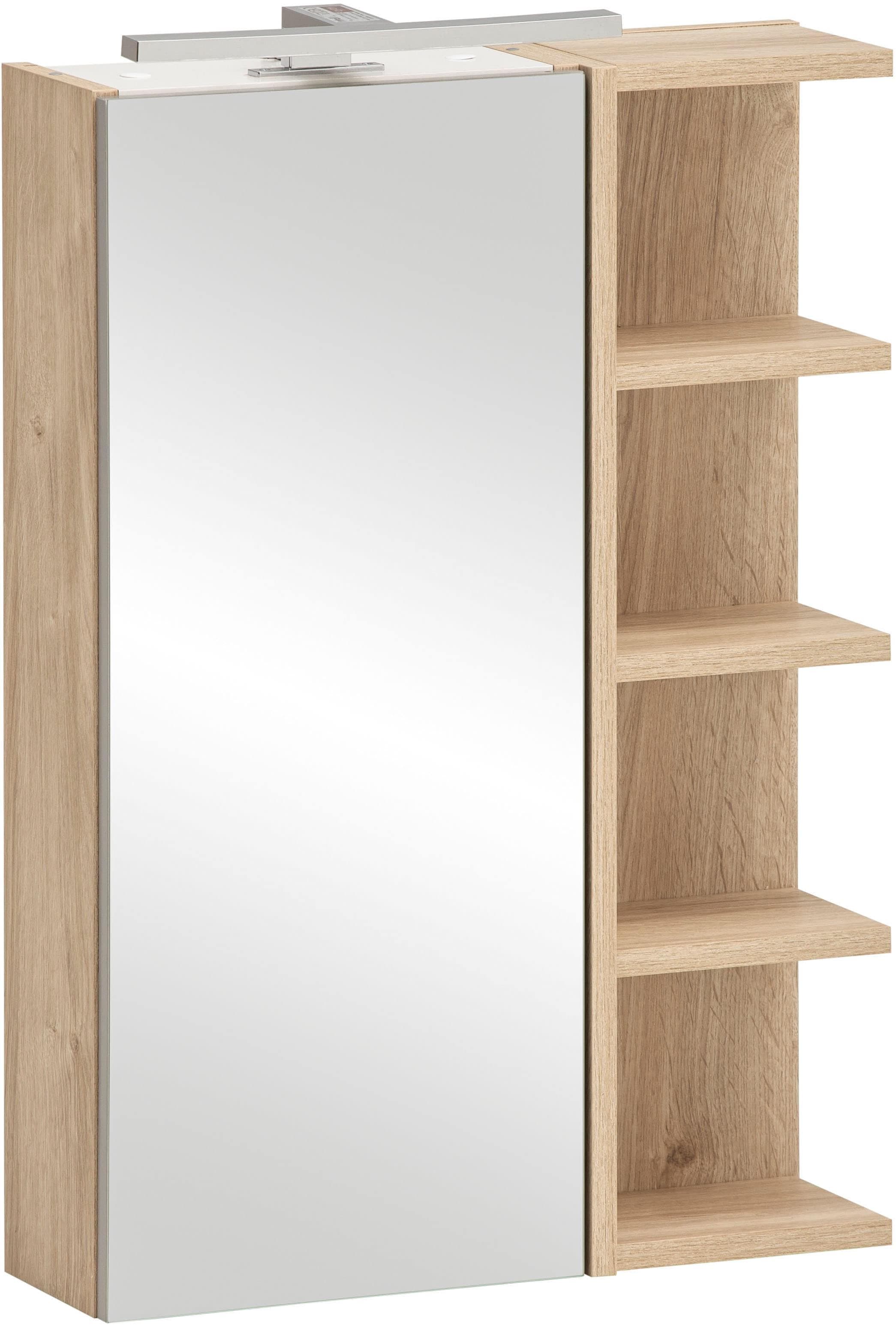 Schildmeyer Mads Spiegelschrank Weiß Eiche mit LED und Soft-Close