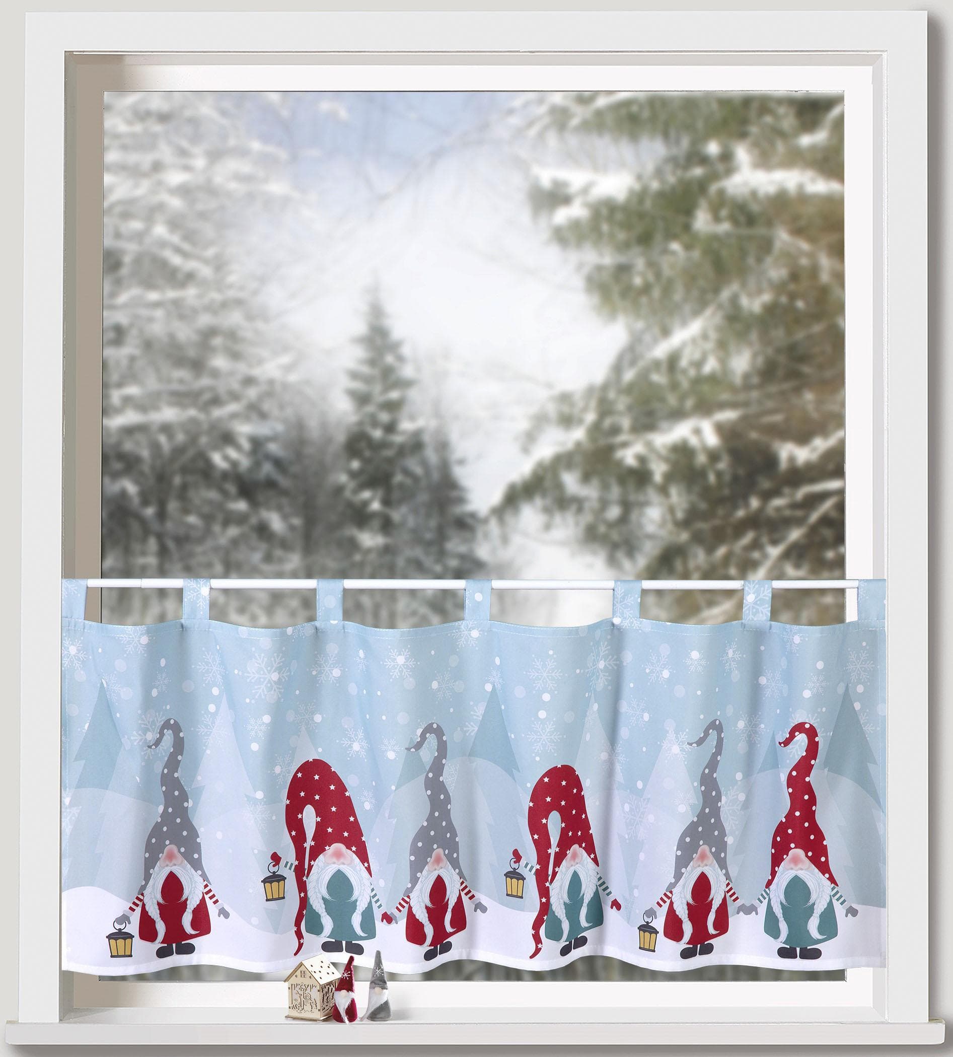 Weckbrodt Scheibengardine Wichtel Winter Bunt Microfaser