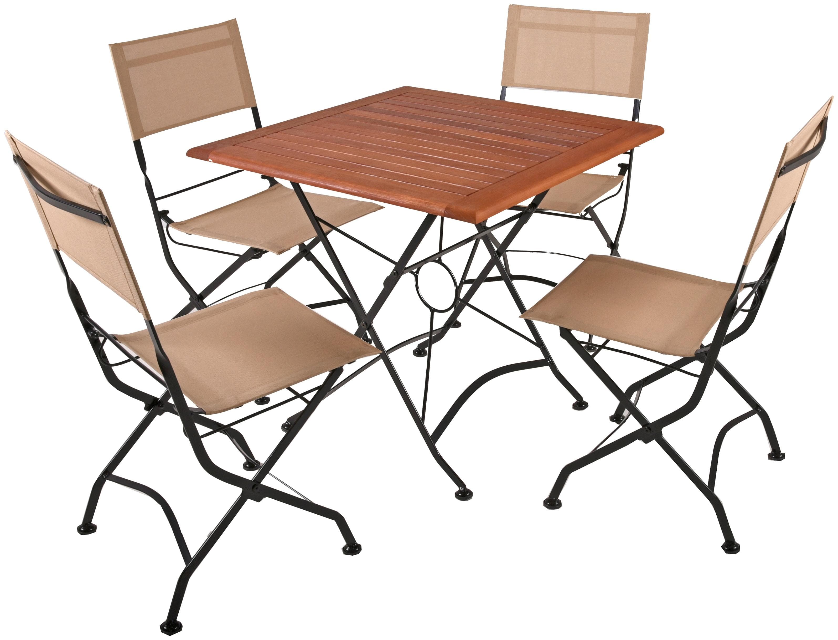 Garden Pleasure TRIEST Garten-Essgruppe 5-tlg. Beige/Schwarz Eukalyptus