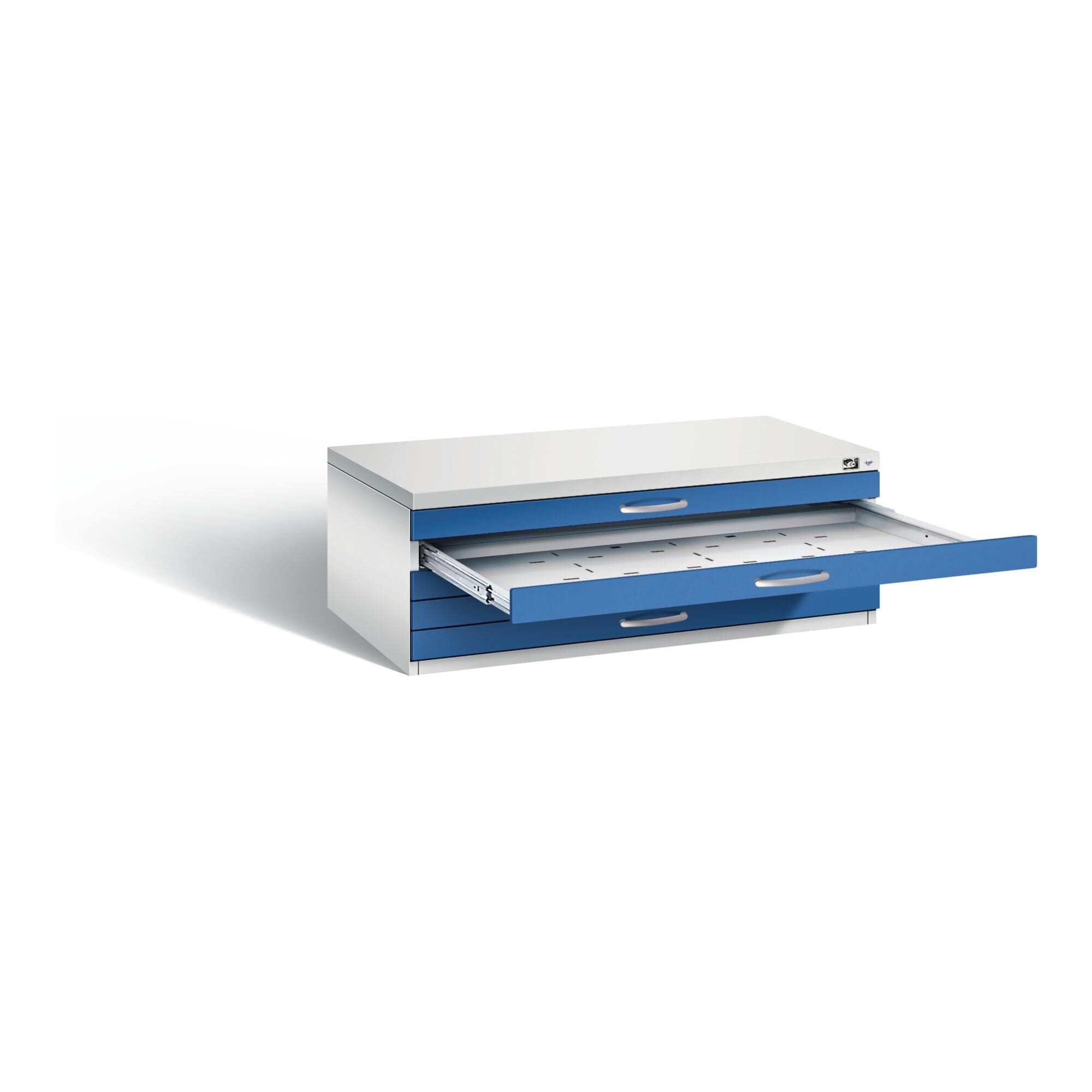 C+P Flachablageschrank Serie 7100_7200 Stahl Enzianblau