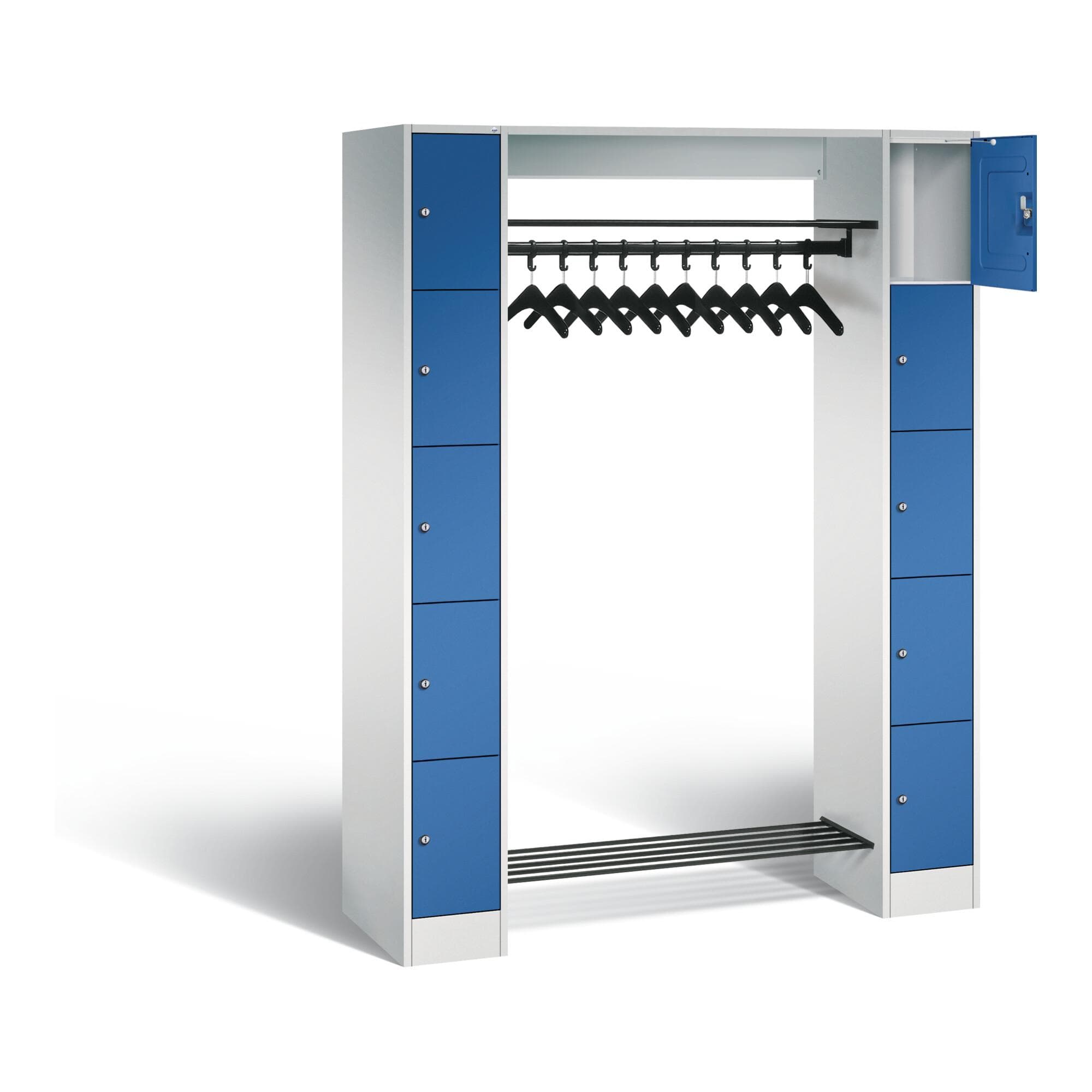 C+P Offene Garderobe Serie 8070 Enzianblau Lichtgrau