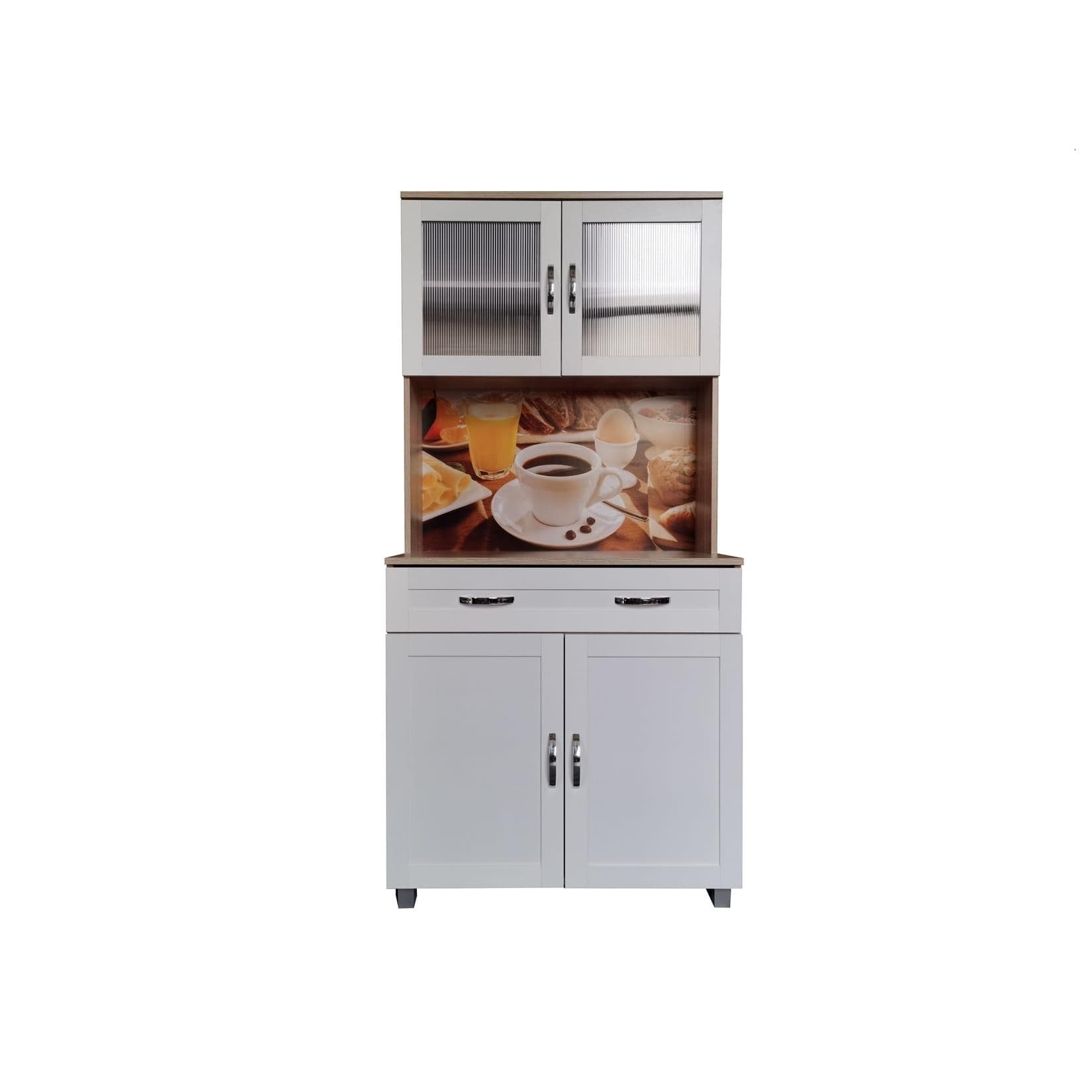 HTI-Living Küchenbuffet Blanca Bistro Sonoma/Weiß mit Glasteil